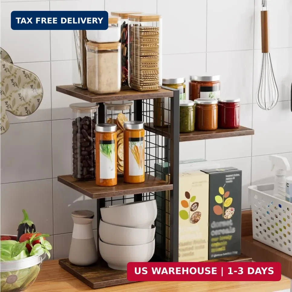 4 Tier Desk Shelf Organizer, Desk Shelf for Top of Desk,Adjustable Tabletop Book