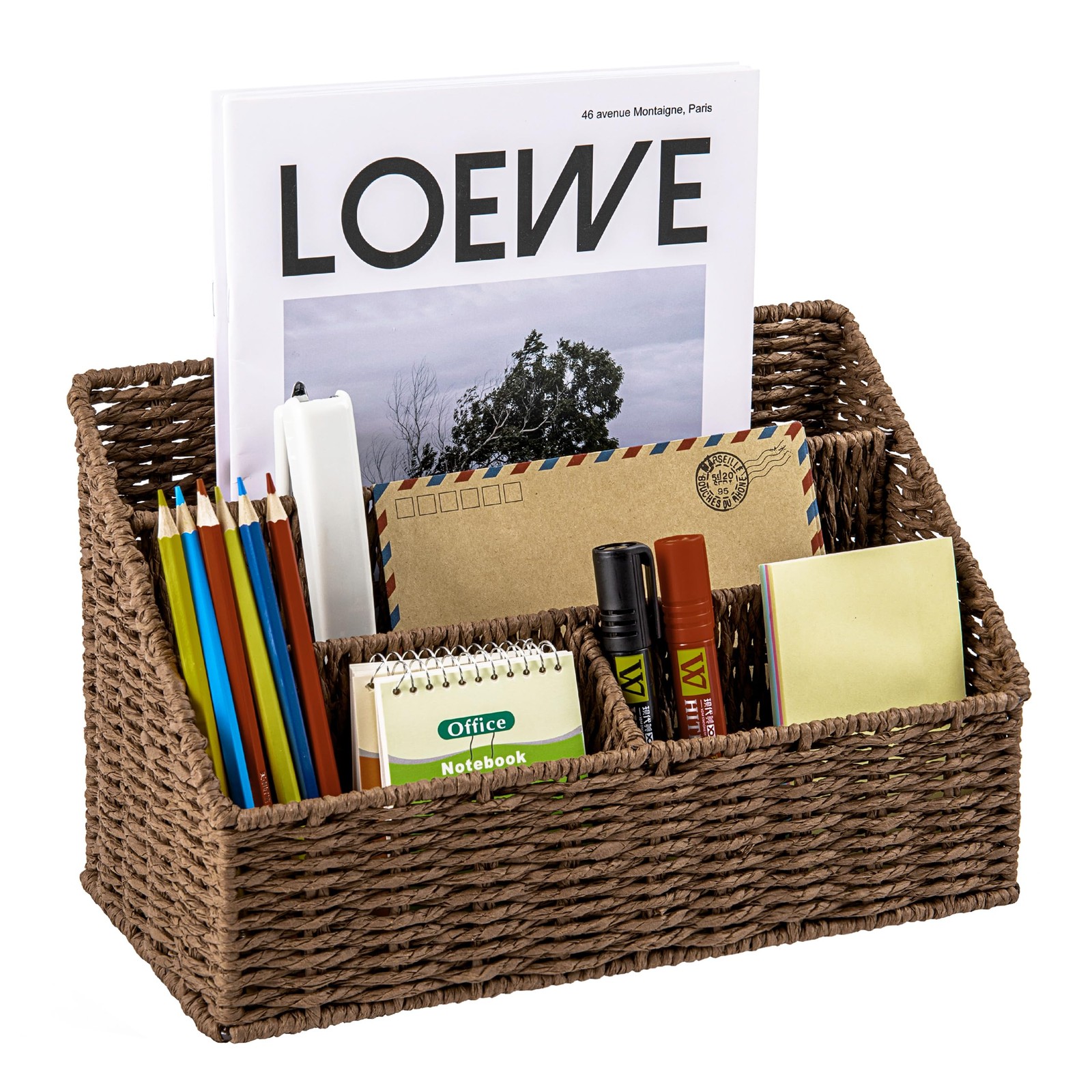 Woven Mail Organizer, Mail Organizer Countertop, Natural Tabletop Mail Holder…