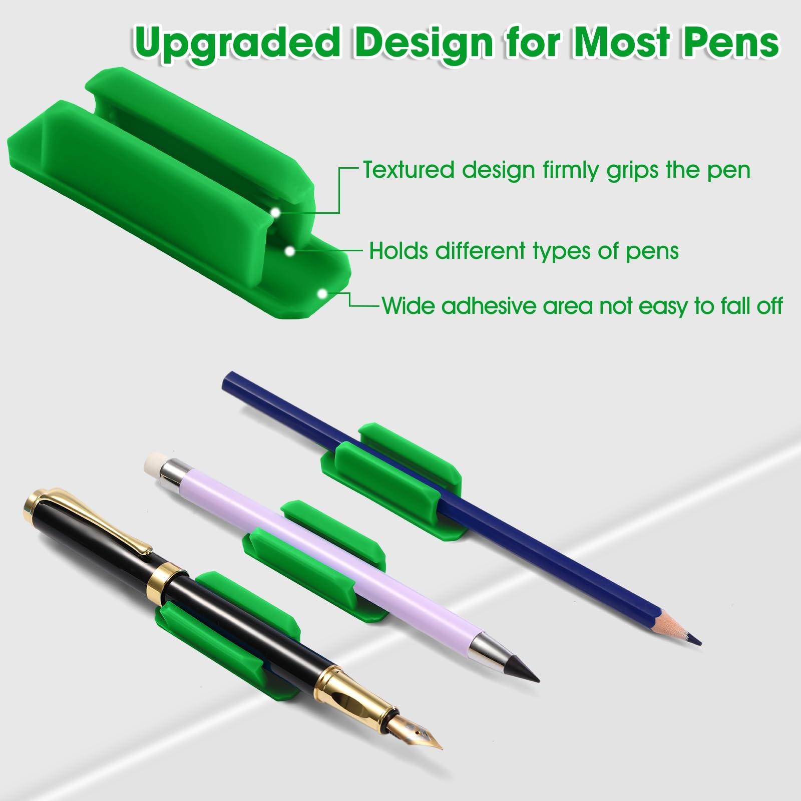 40 Pack Adhesive Pencil Holders for Desk – Reusable Silicone Pen Grips for De…