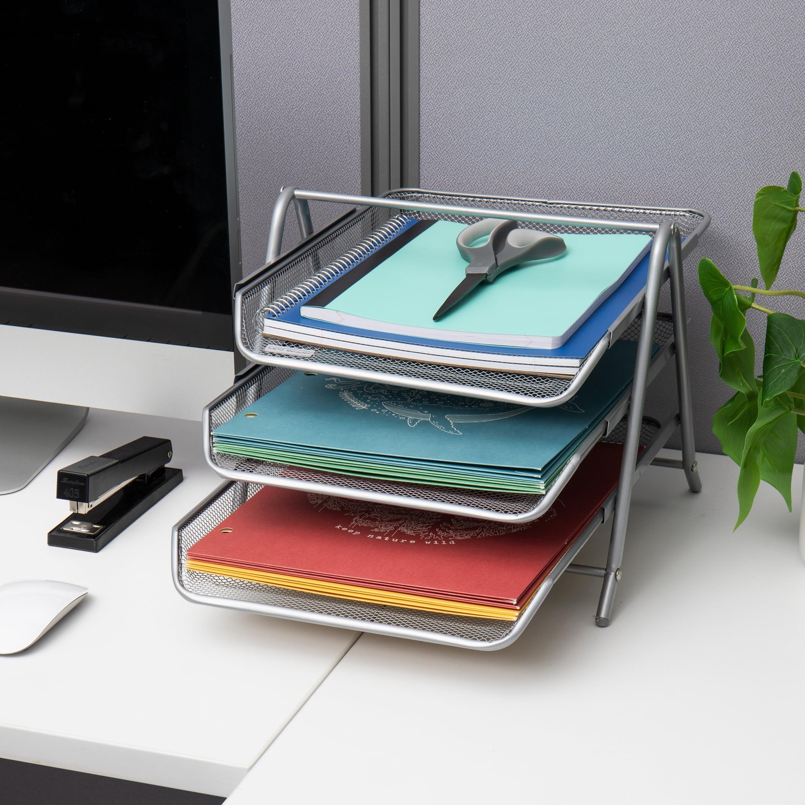Mind Reader 3-Tier Paper Tray, Desktop Organizer, File Storage, Office, Metal…