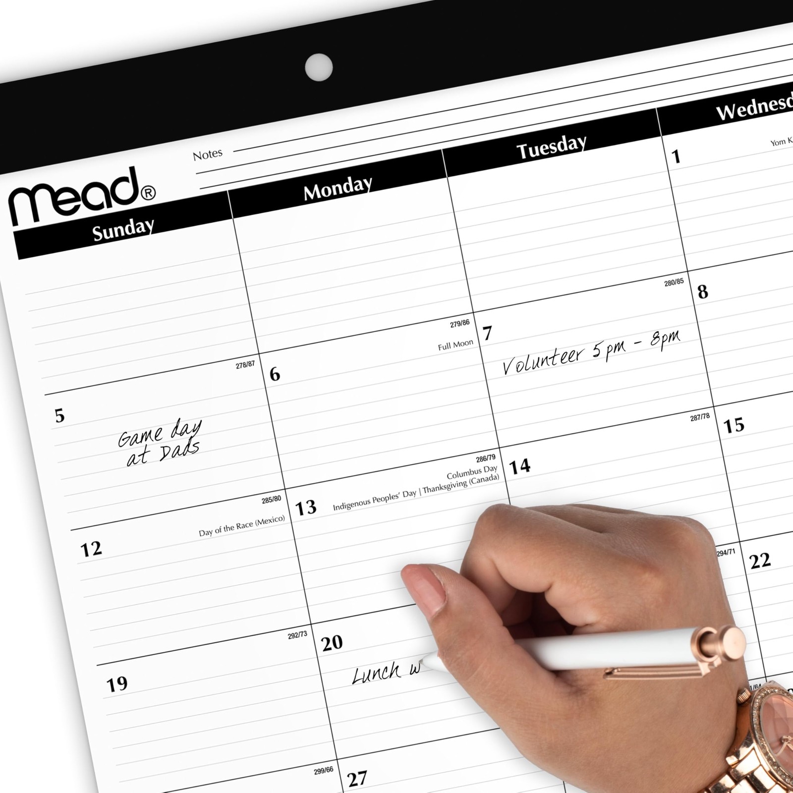 Mead 2026 Desk Calendar, Pad, Monthly, 15-Month, 17.75″W x 11″H, White