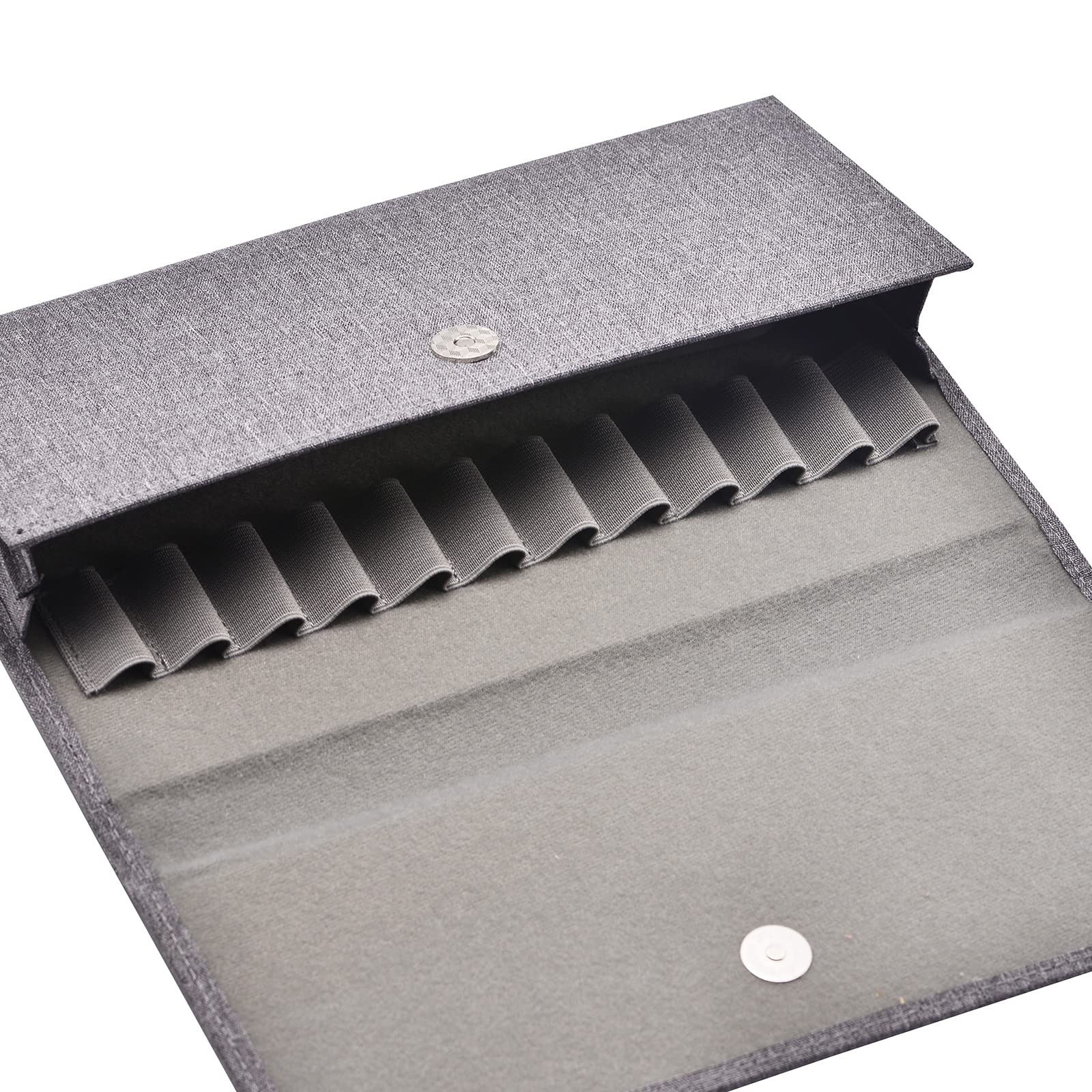 12 Fountain Pen Case, Gray Organizer Bag, Waterproof Canvas Display Holder, P…