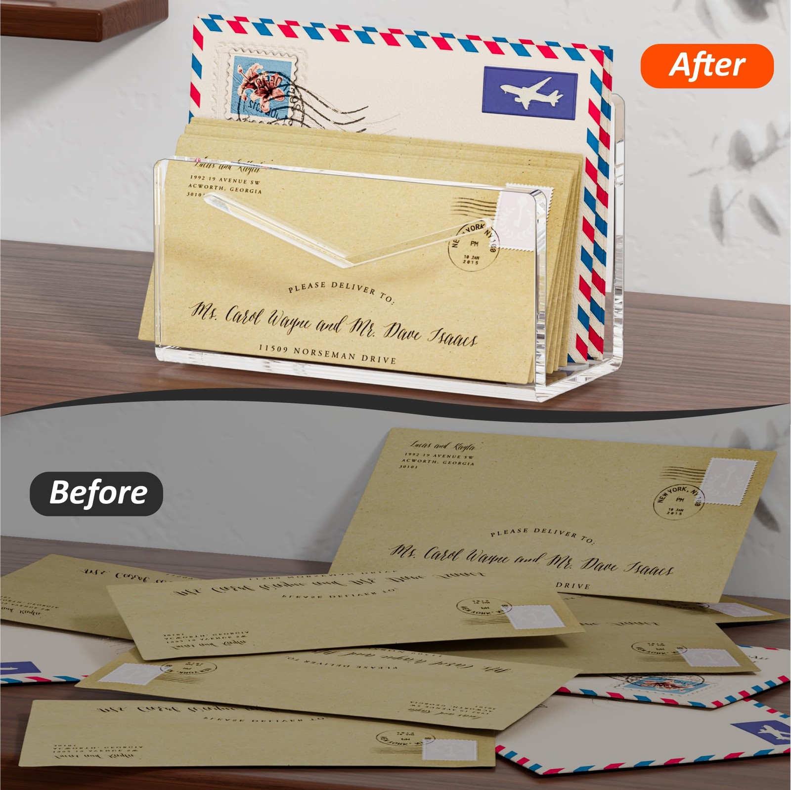Acrylic Mail Holder, Clear Acrylic File Letter Organizer, Vertical Envelope M…