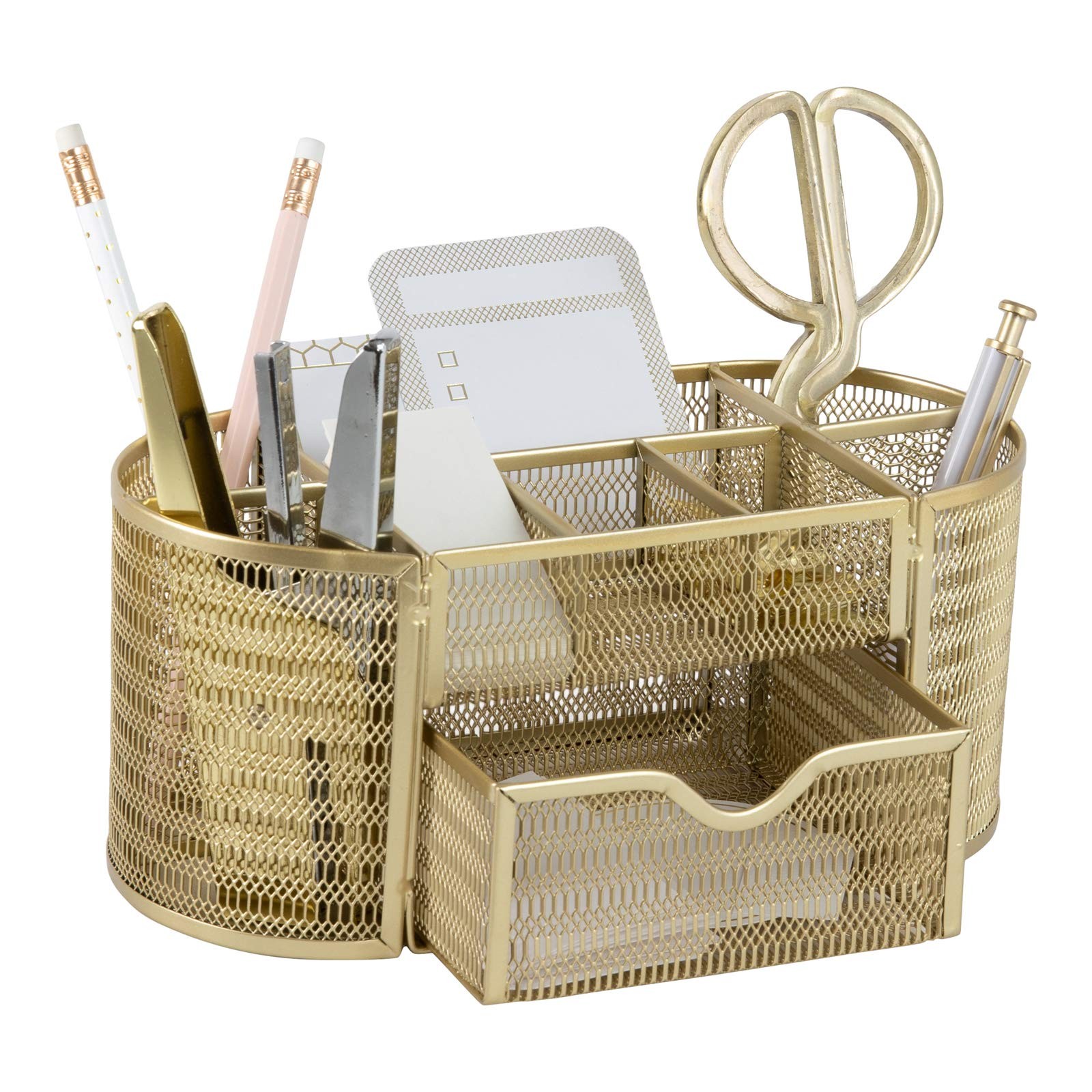 BLU MONACO Gold Desk Organizer Set – Desk Accessories for Women, Office Stora…