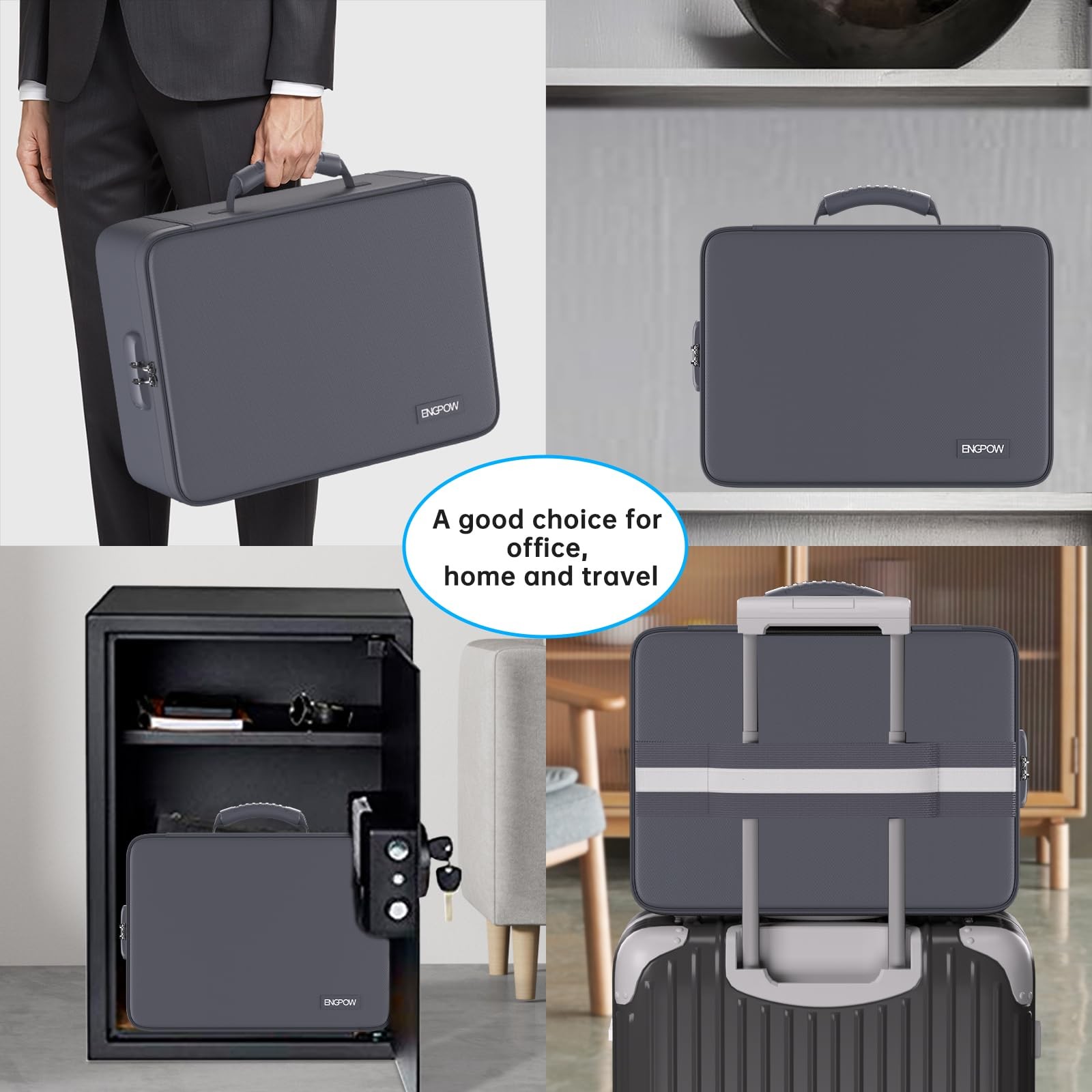 ENGPOW 5200℉ Fireproof File Organizer Bag with 13 15.1″x11.2″x4.3″, Gray