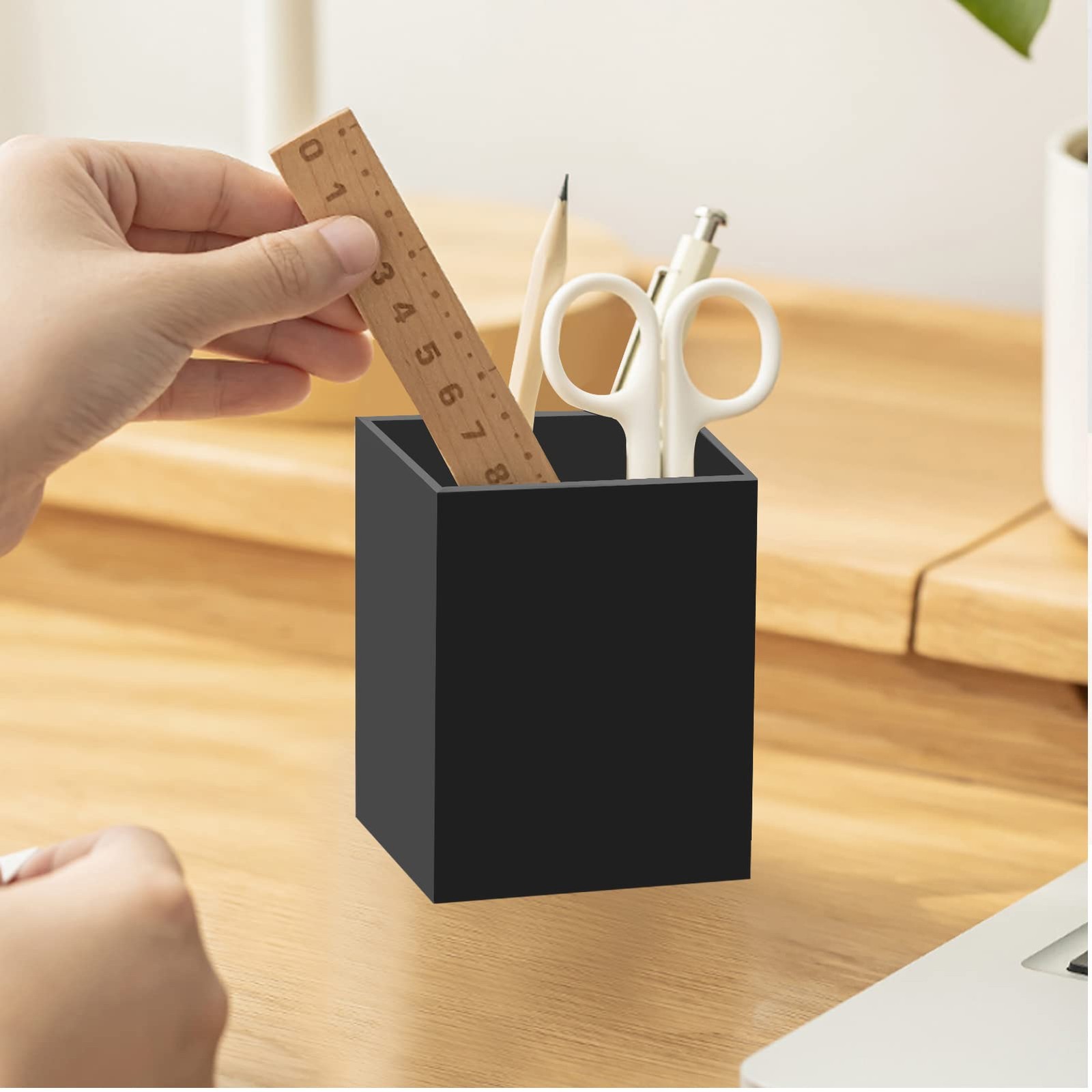 Ptaedex 2 Pack Acrylic Pen Pencil Holder, Black 3 x 3 x 3.94 inch,