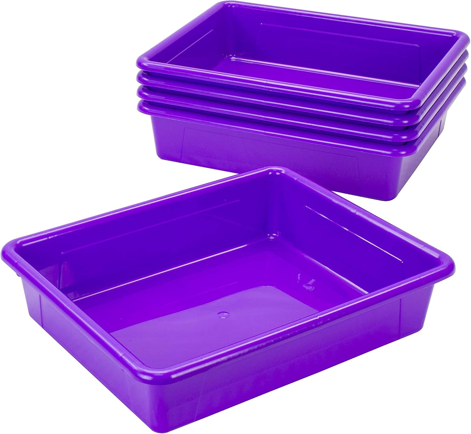 Letter Size Flat Storage Tray – Organizer Bin for Classroom, Office and Home, Vi