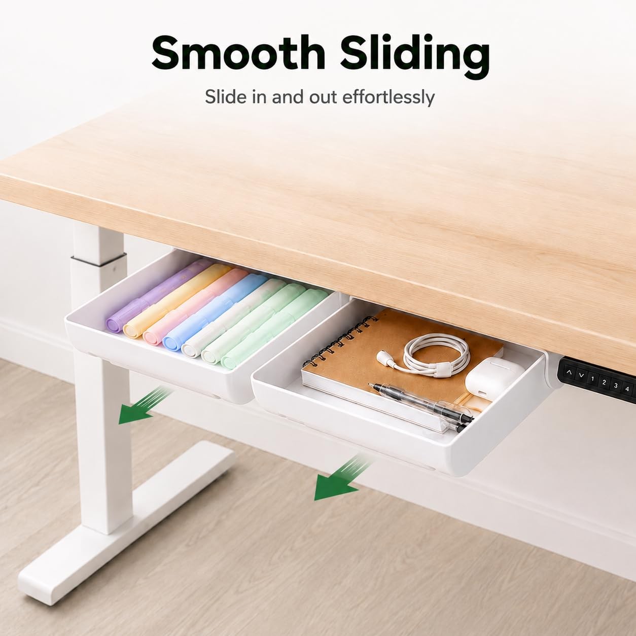 Under Desk Drawer Organizer, 2 Pack Self Adhesive Slide Out Desk Storage Draw…