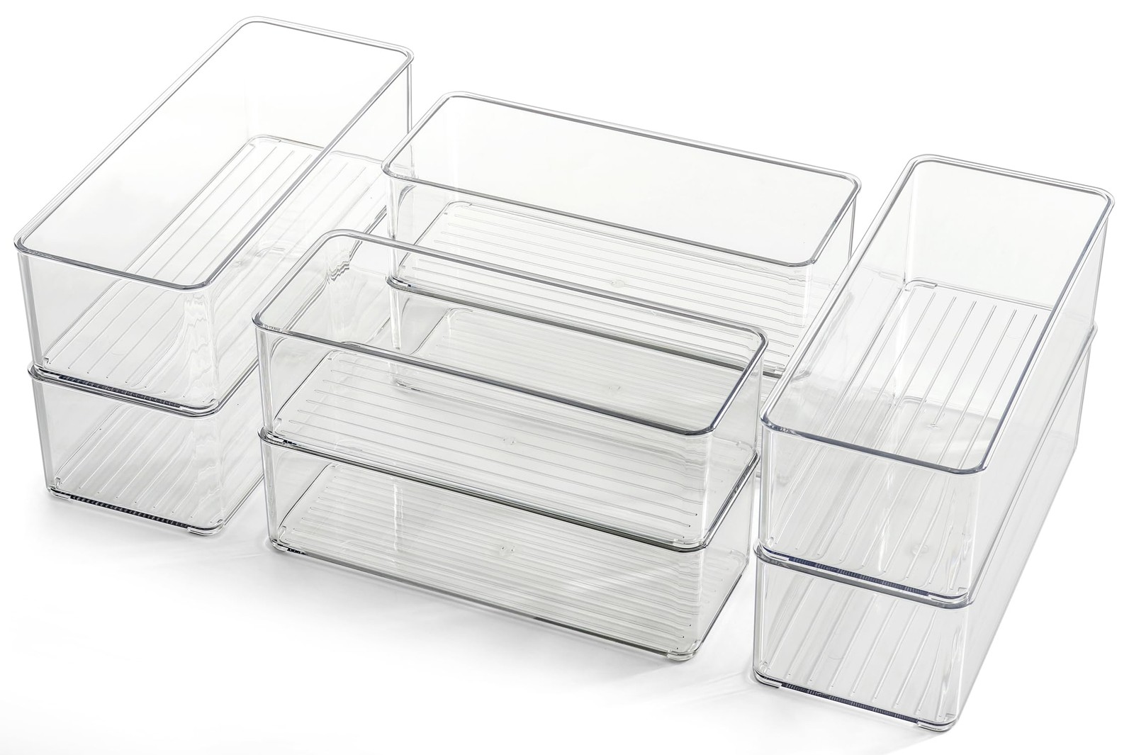 Hudgan 8 Pack Clear Plastic Drawer Organizers Set, 10*4*3/9.6*3.8*2.8,