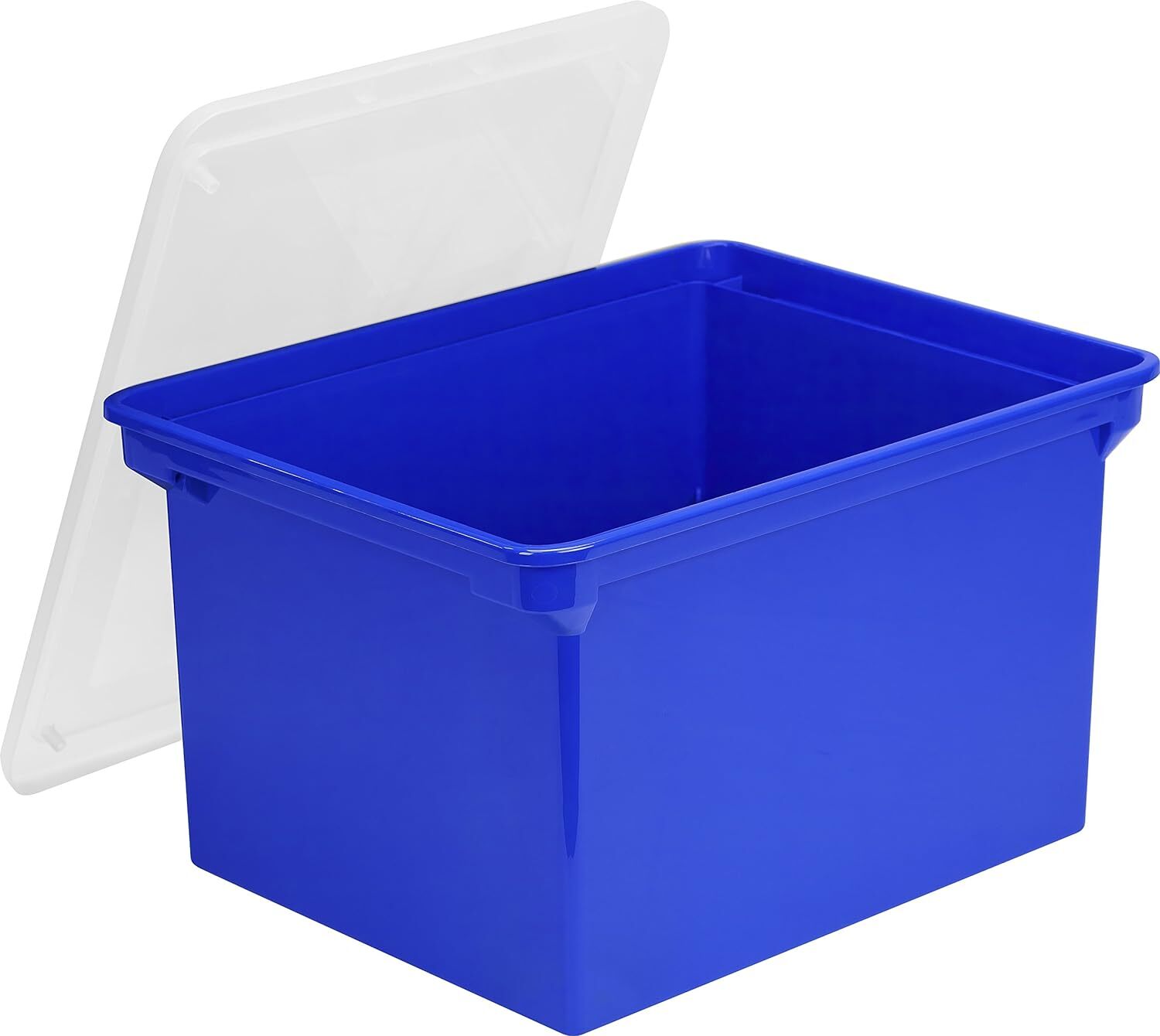 Storex Portable File Tote, 18.5 x 14.25 x 10.88 Inches, Blue/Clear