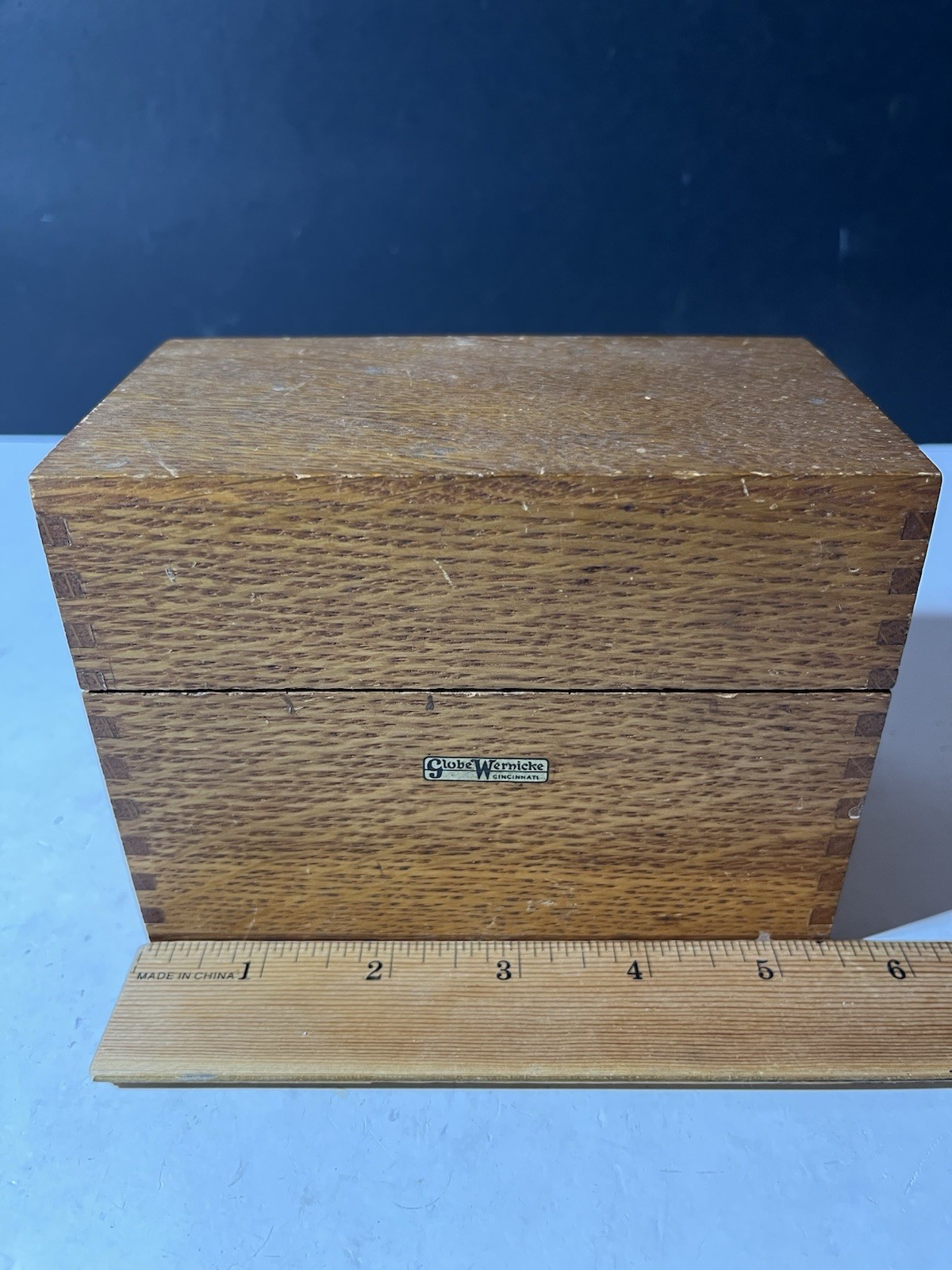 Vintage 1920s Globe Wernicke Oak Wood 84C File Recipe Box Full With Recipes