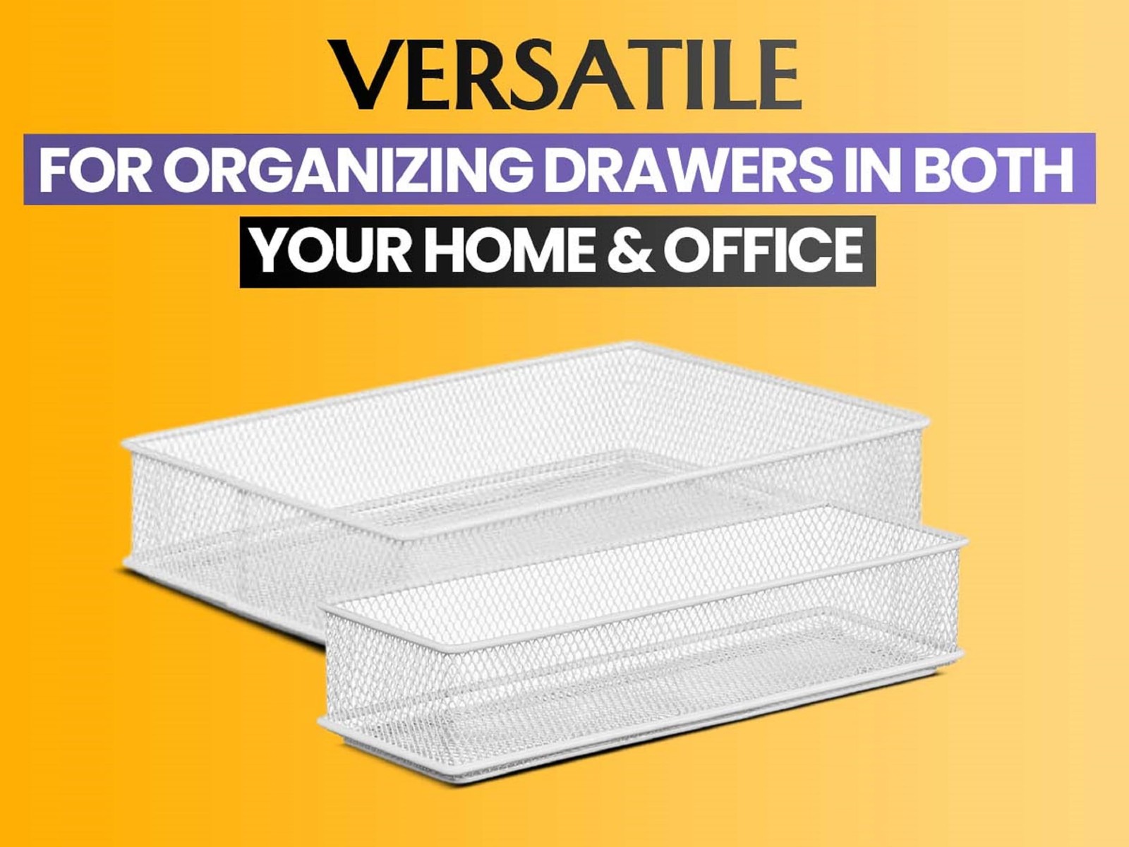 Silver Mesh Desk Drawer Organizer Tray Multipurpose Storage 4x12x2 Inch