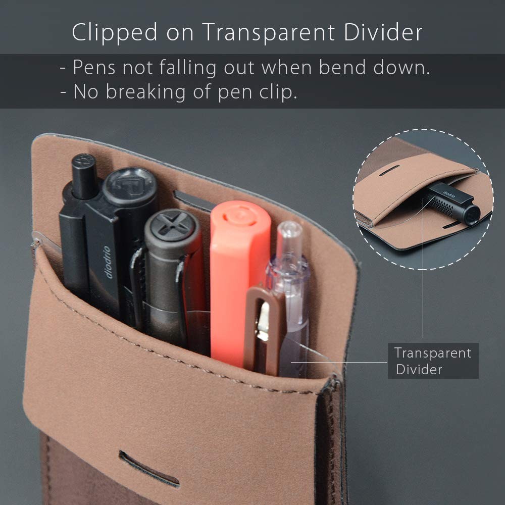 2-PACK LEATHER POCKET PROTECTOR Pen Pouch Holder Shirt Jacket Tool Organizer NEW