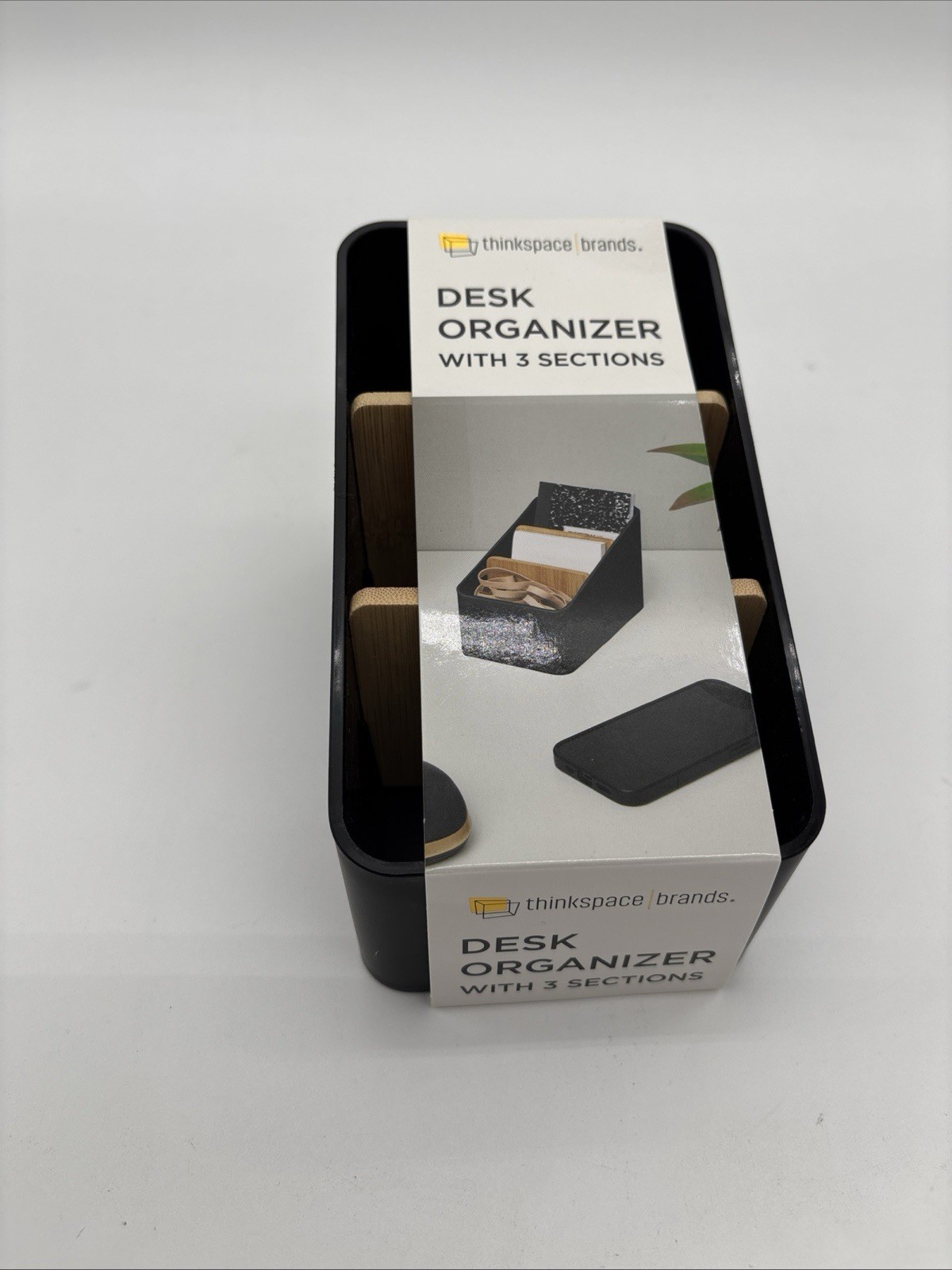 Thinkspace Desk Organizer 3 Compartment Storage Black, NEW 3.75″ x 6.1″ x 4″