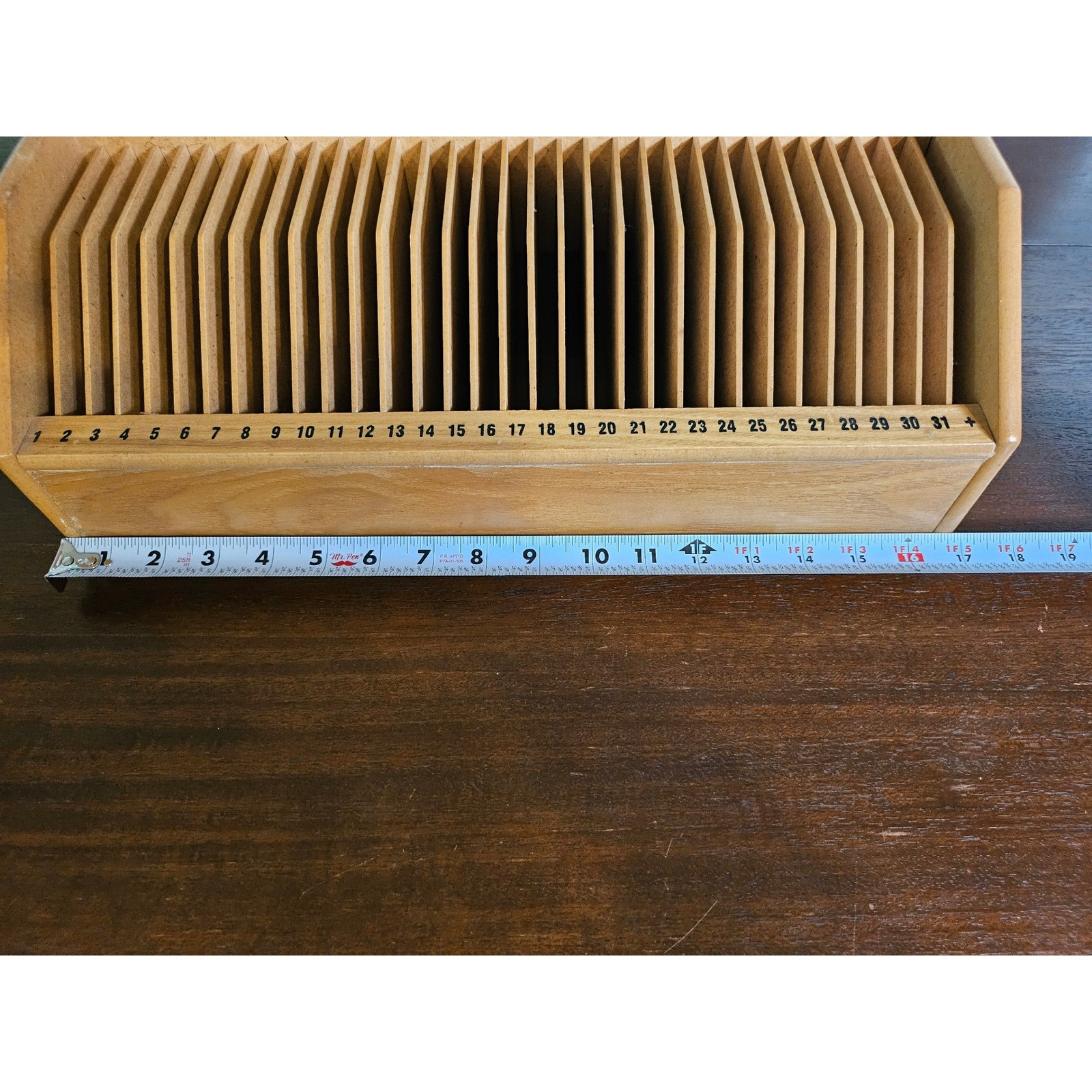 Bill Organizer Desktop OS Tan Wood 31 Slot Numbered Mail Sorter