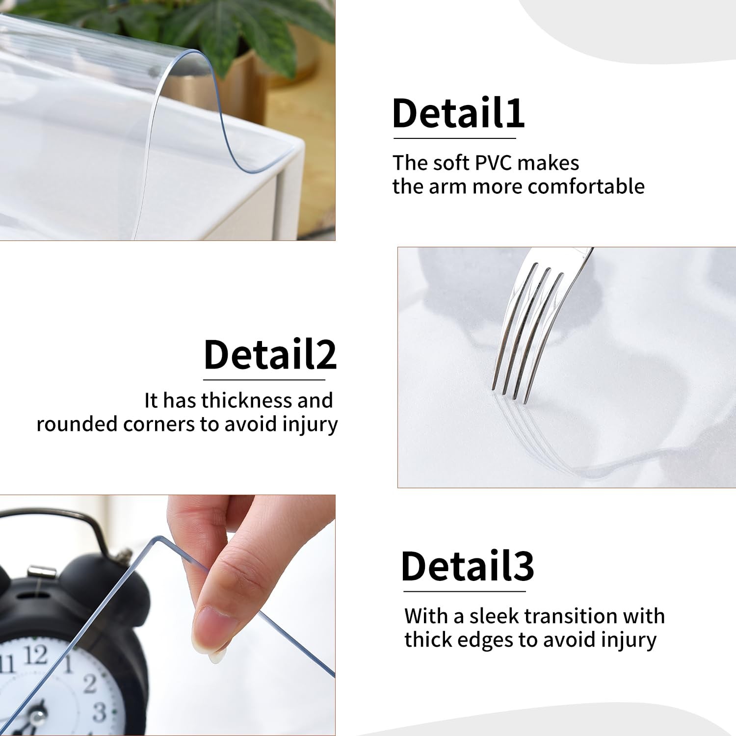 Lbjfyhjn Clear Desk Mat Non-Slip Pvc Desk Protector Mat Round Edge Heat Clear