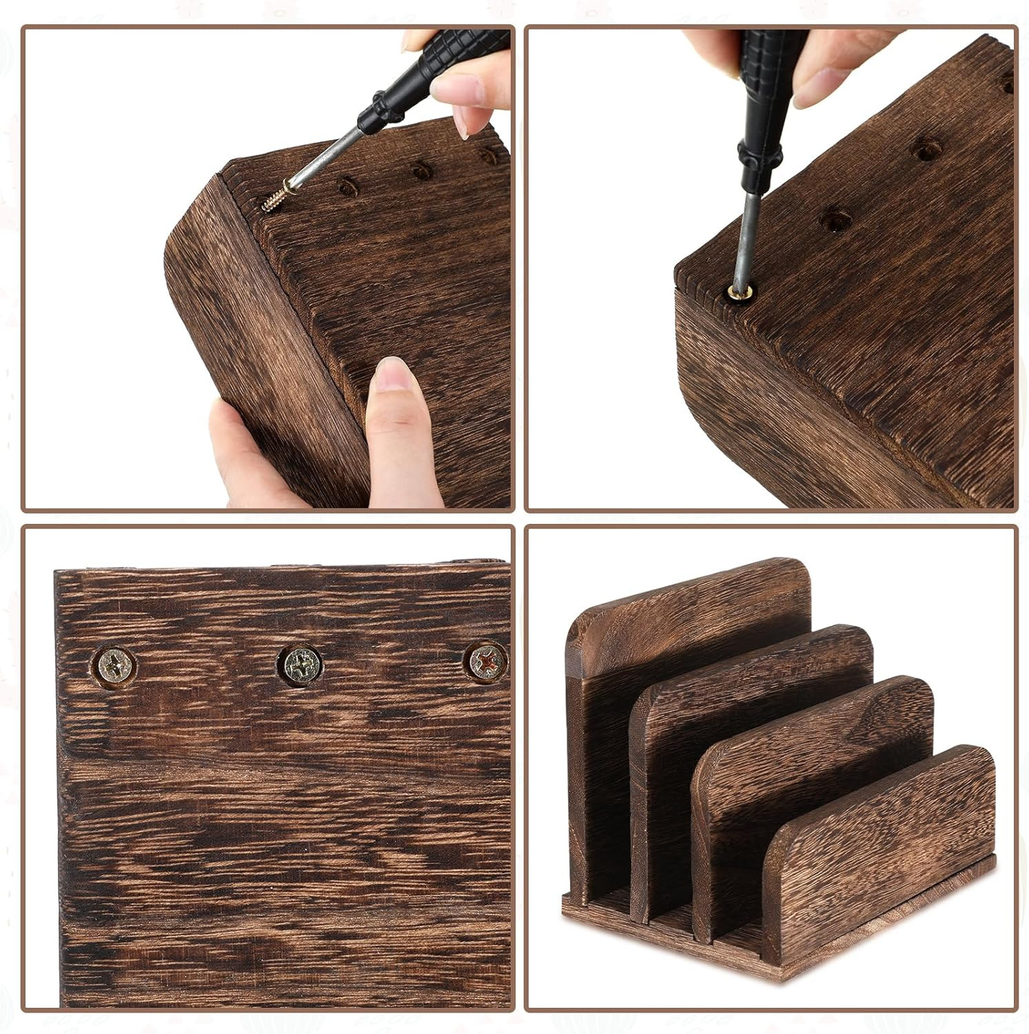 Wooden Mail Organizer 3 Slots Mail Holder for Desk Wood File Paper Letter Holder