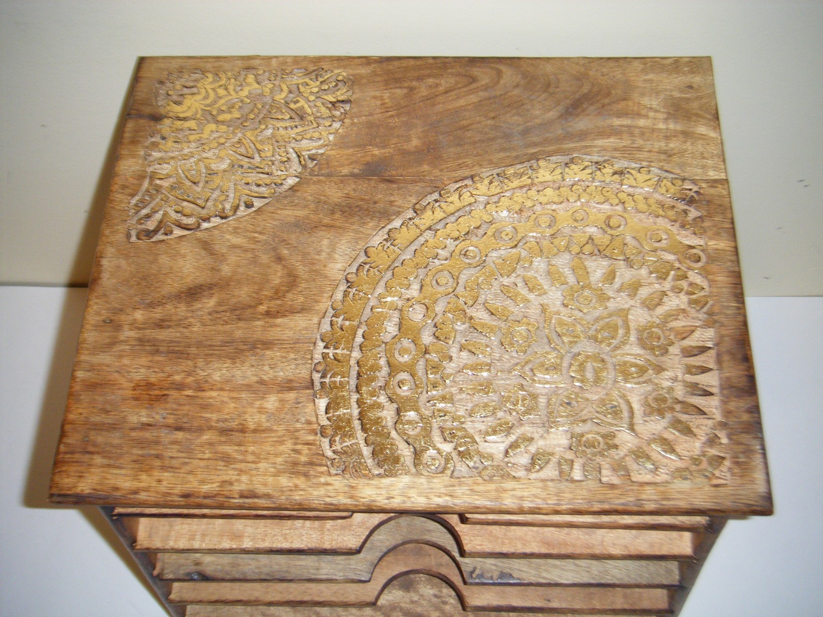 Kenton Grey Wood Paper Tray Shelf Desk Organizer Made In India