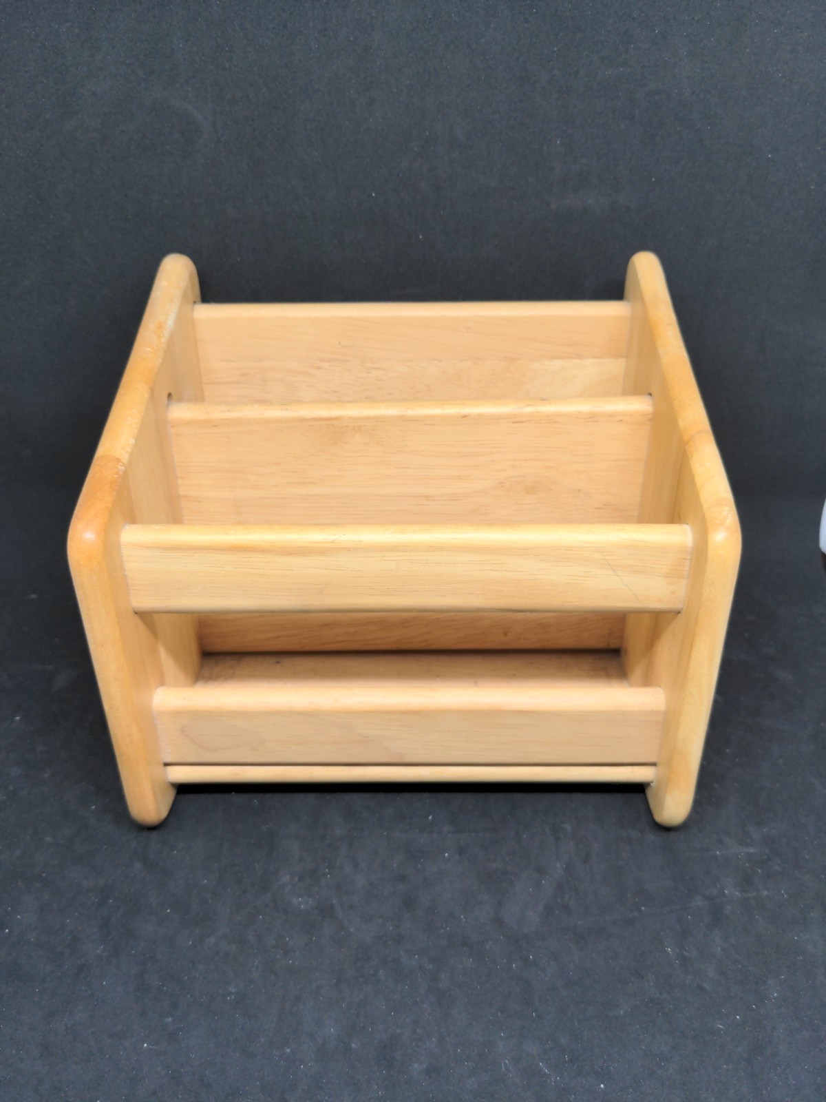 Two Compartment Oak Desk Organizer Wood 7″ x 6″ x 4.5″