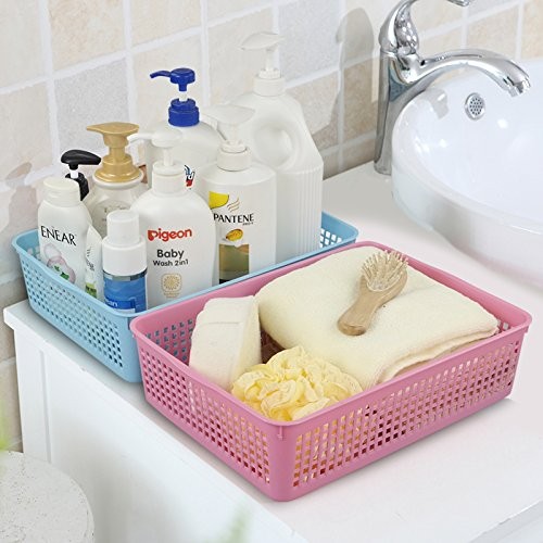 6 PCS Paper Organizer Basket Plastic File Baskets Colorful Storage Bin
