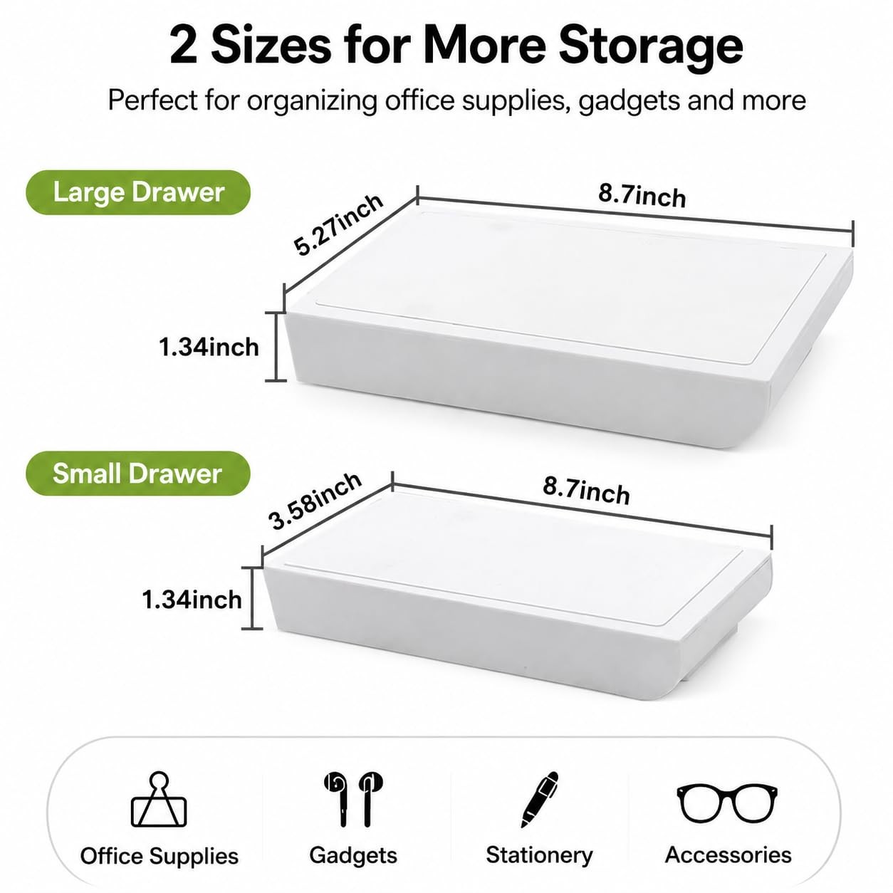 2 Pack Under Desk Storage Drawer Organizer, Hidden Slide Out Drawer Attachmen…