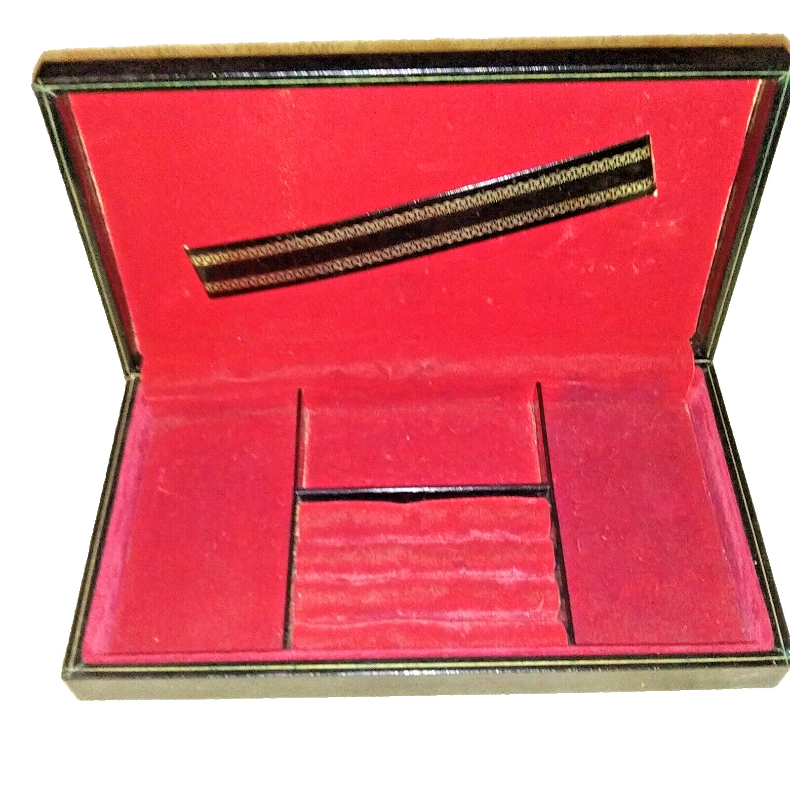 Swank Men’s Black Cufflink Case Jewelry Box Gold Trim Sweden Philippi vintage
