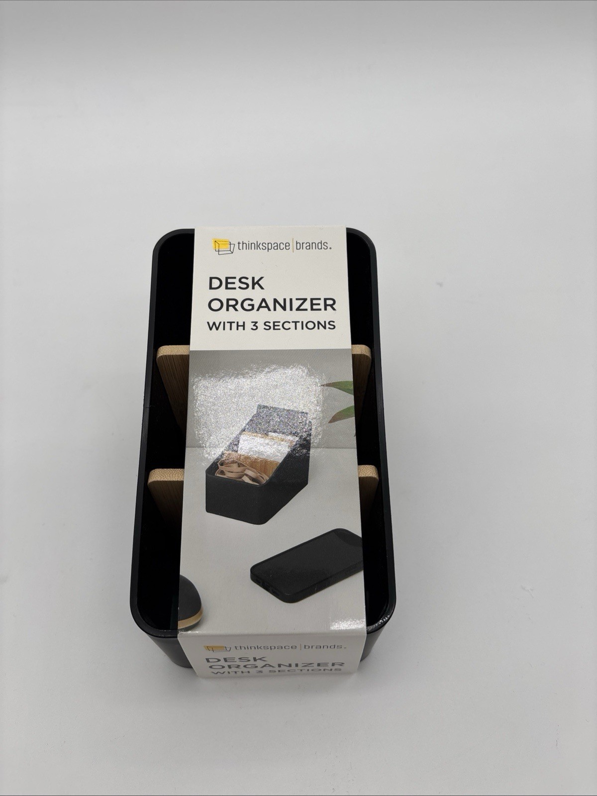 Thinkspace Desk Organizer 3 Compartment Storage Black, NEW 3.75″ x 6.1″ x 4″