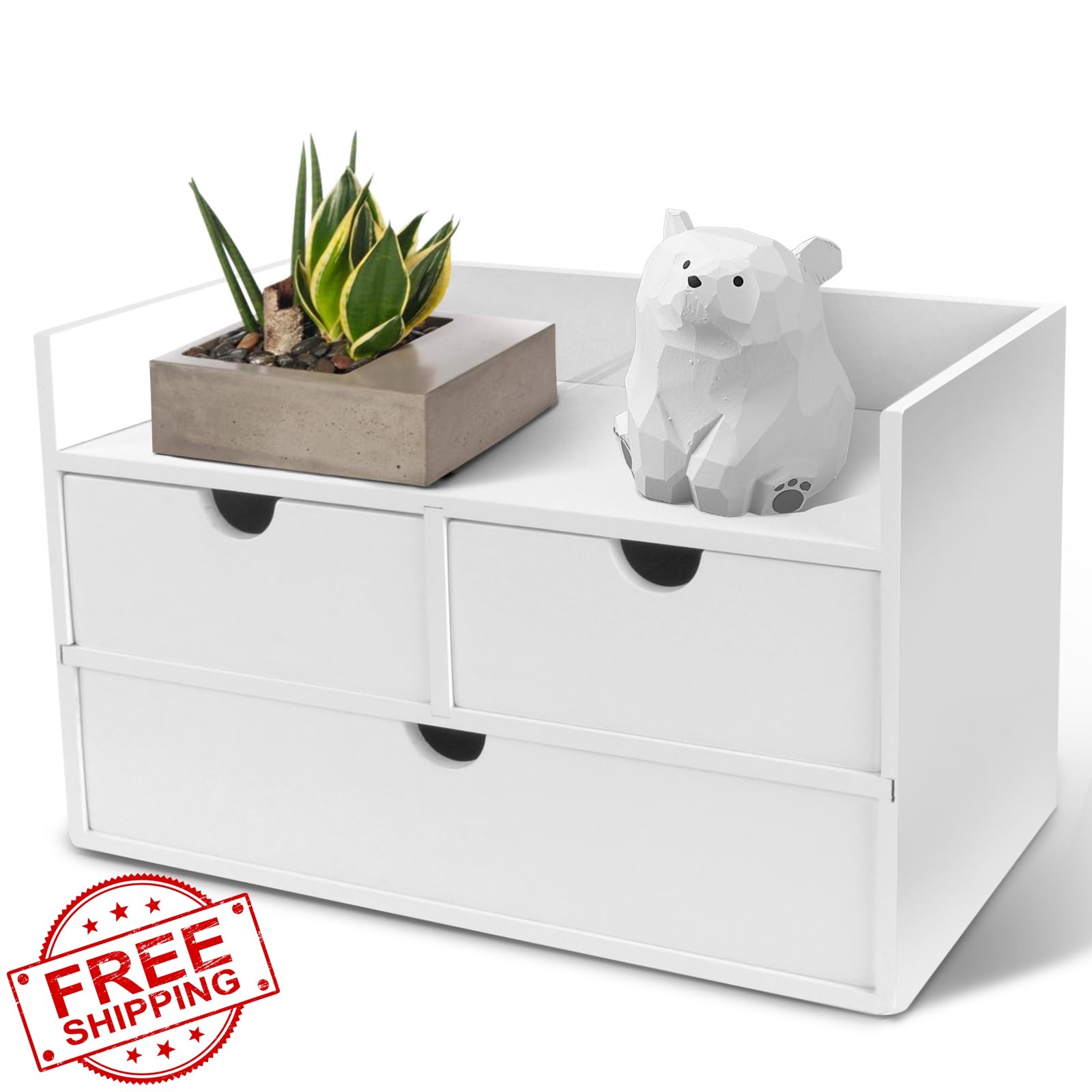Charmewooden Desk Organizer White shelf