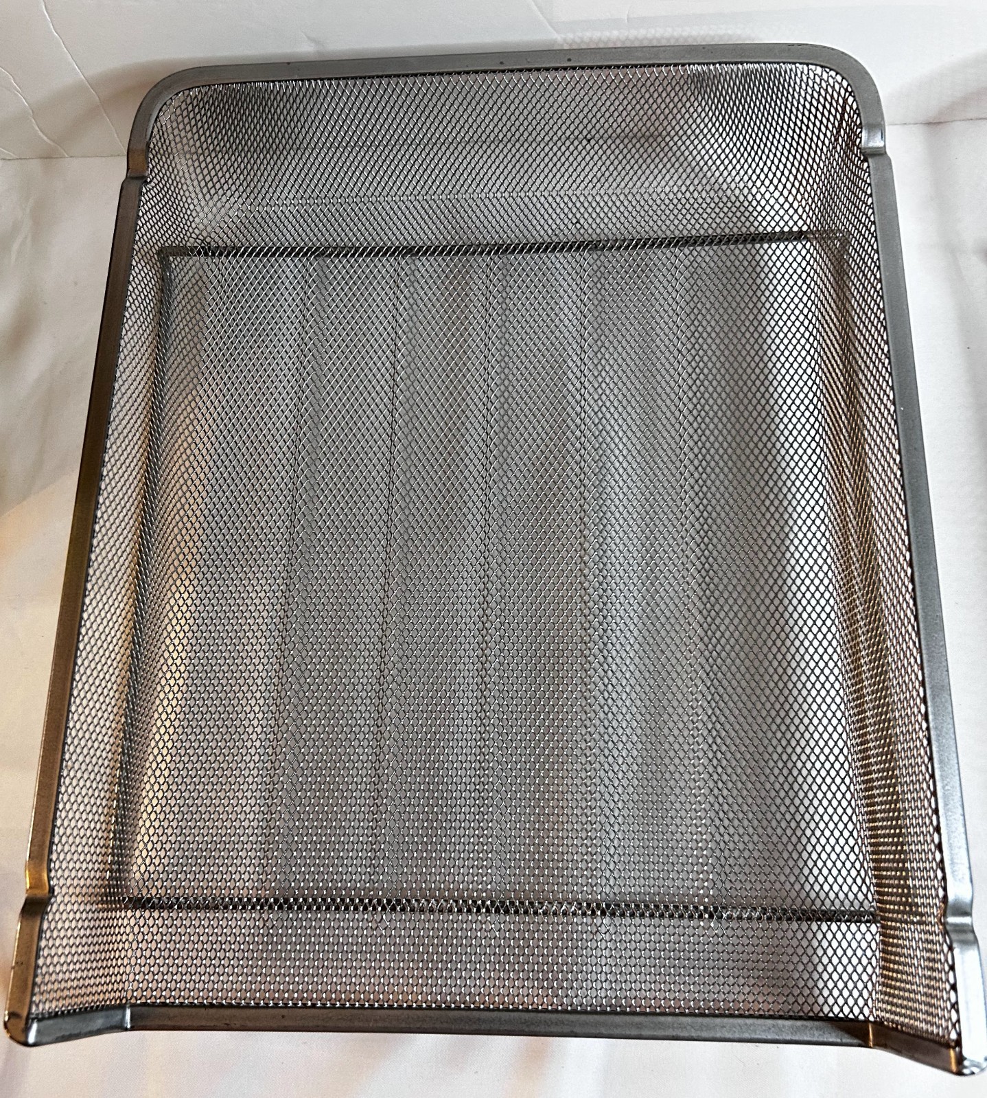 2 Tier Desk Organizer, Letter-size Trays, Multipurpose, Mesh, Silver, Preowned