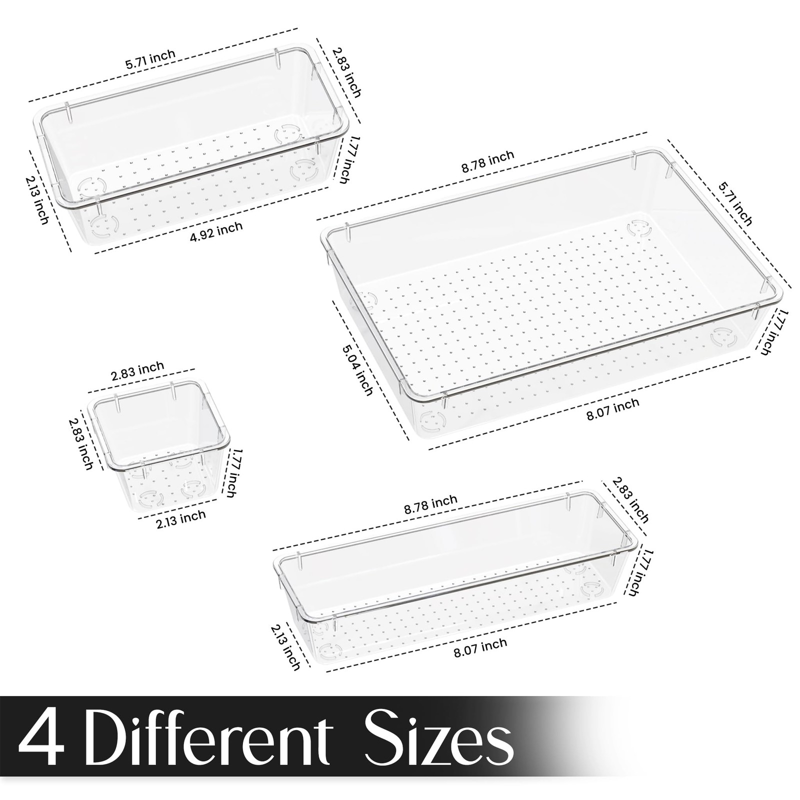 25 Piece Clear Drawer Organizer Set – Multi Size Storage Trays for Bathroom, …