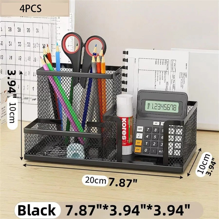Black Mesh Desk Organizer Pen Pencil Holder Office Supplies Storage Caddy