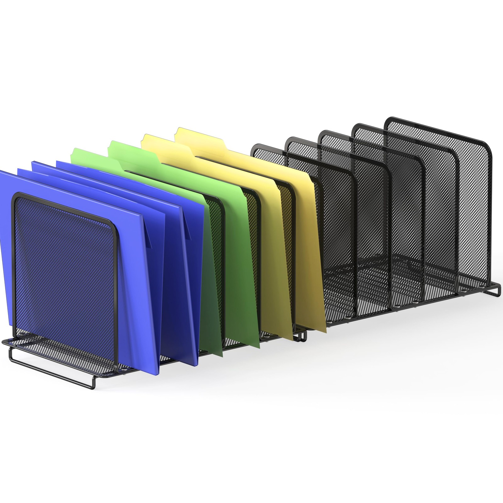 5 Section Upright File Sorter Organizer, Black – 2 Pack