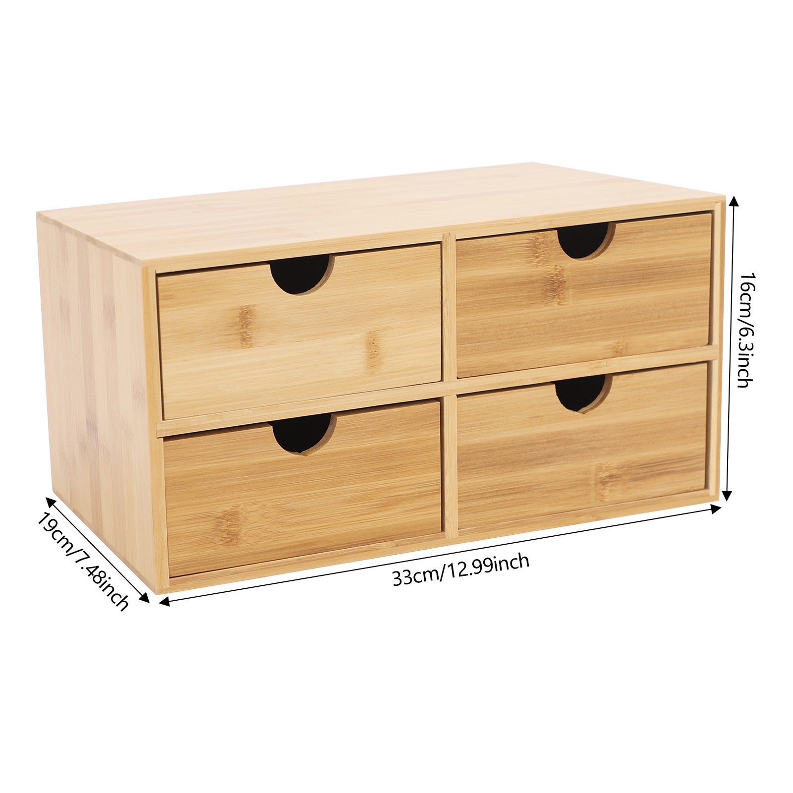 Bamboo Desk Organizer with 4 Drawers, Office Tabletop Storage Organization Box
