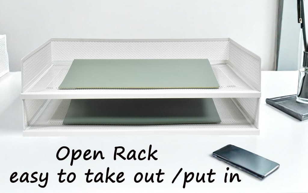 A3 Metal Letter Tray, 2pcs/4pcs/6pcs, Stackable Paper Tray, Metal Mesh Deskto…