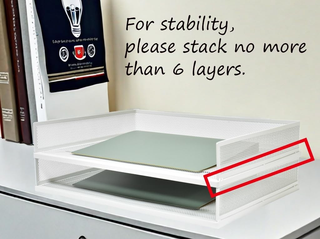 A3 Metal Letter Tray, 2pcs/4pcs/6pcs, Stackable Paper Tray, Metal Mesh Deskto…