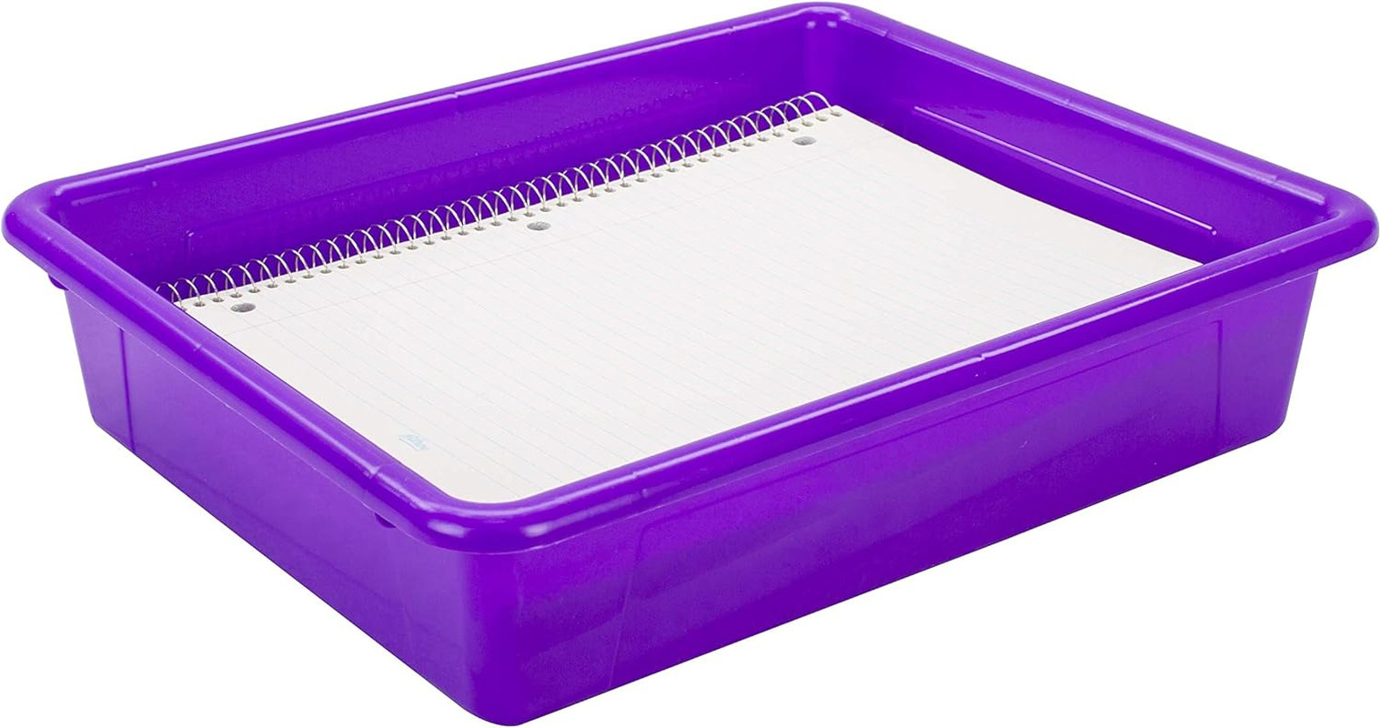 Letter Size Flat Storage Tray – Organizer Bin for Classroom, Office and Home, Vi