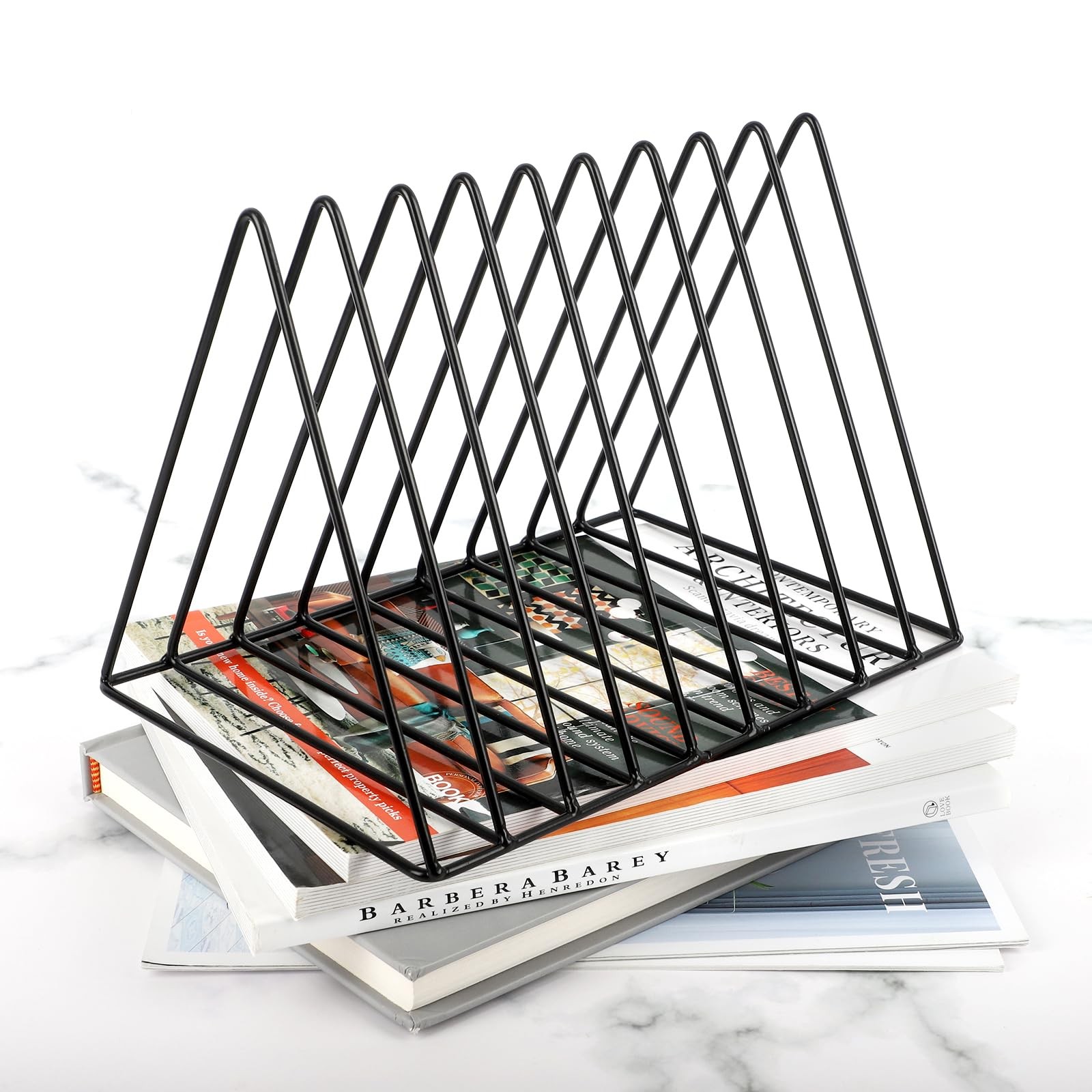 Vinyl Record Holder Storage, 9 Slot Metal Magazine Book Album Display Rack, S…