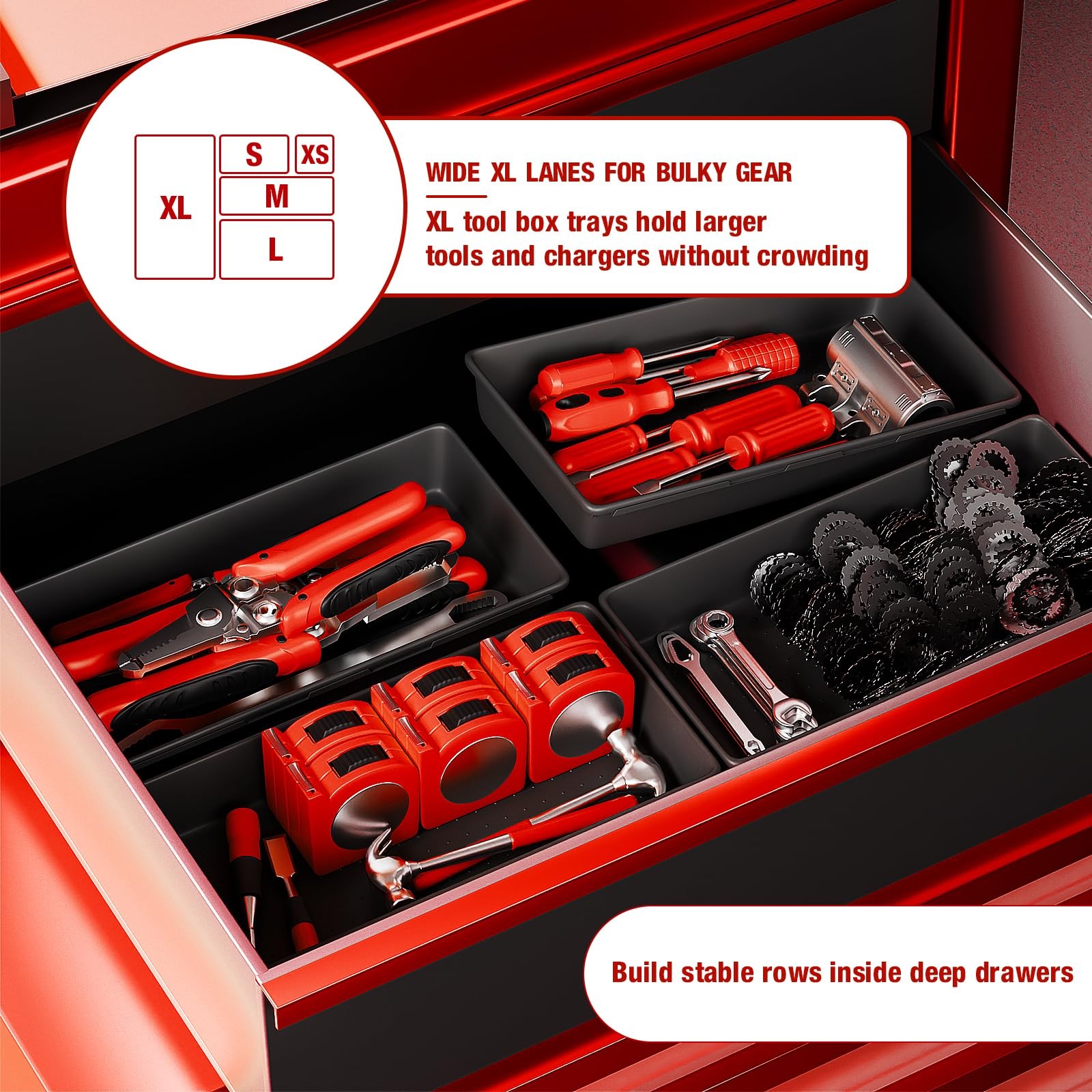 【6 PCS Extra-Large】 Tool Box Drawer Organizer Trays with Non-slip Pads, Heavy…