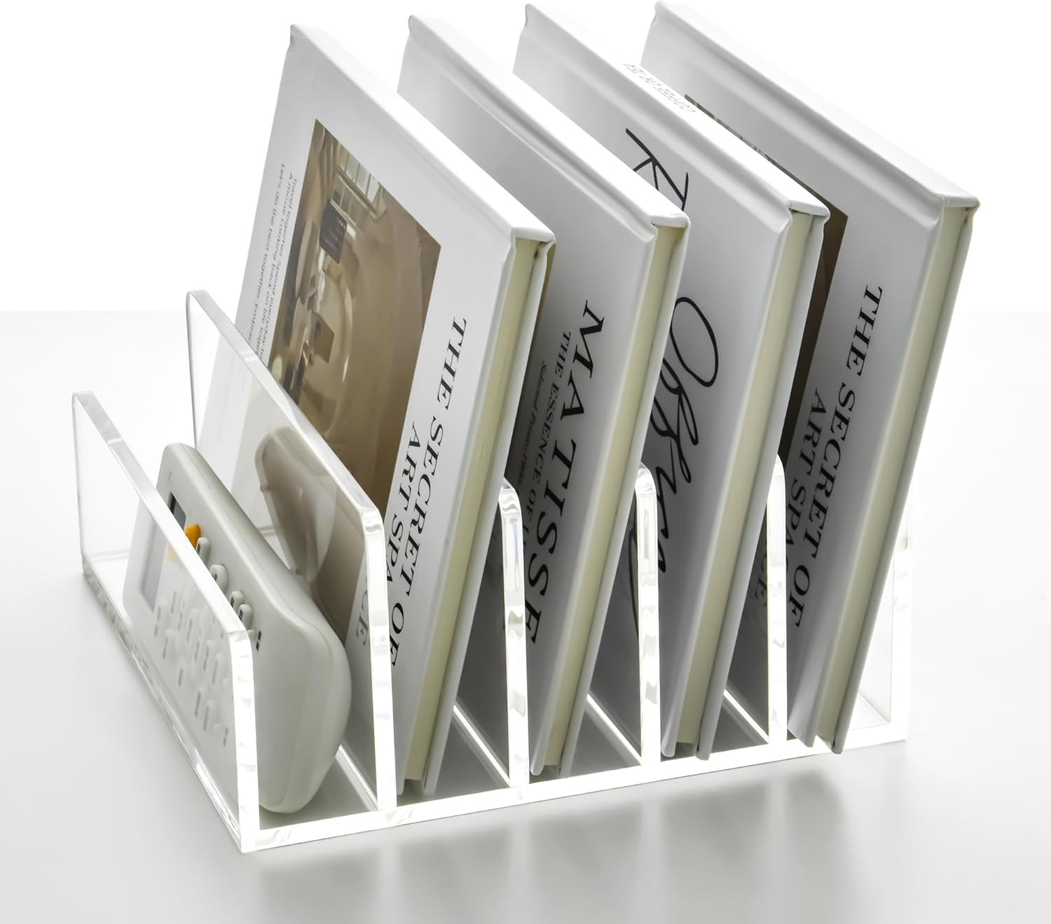 5 Compartments Clear Acrylic Mail Holder – Vertical Letter Sorter & Multifunctio