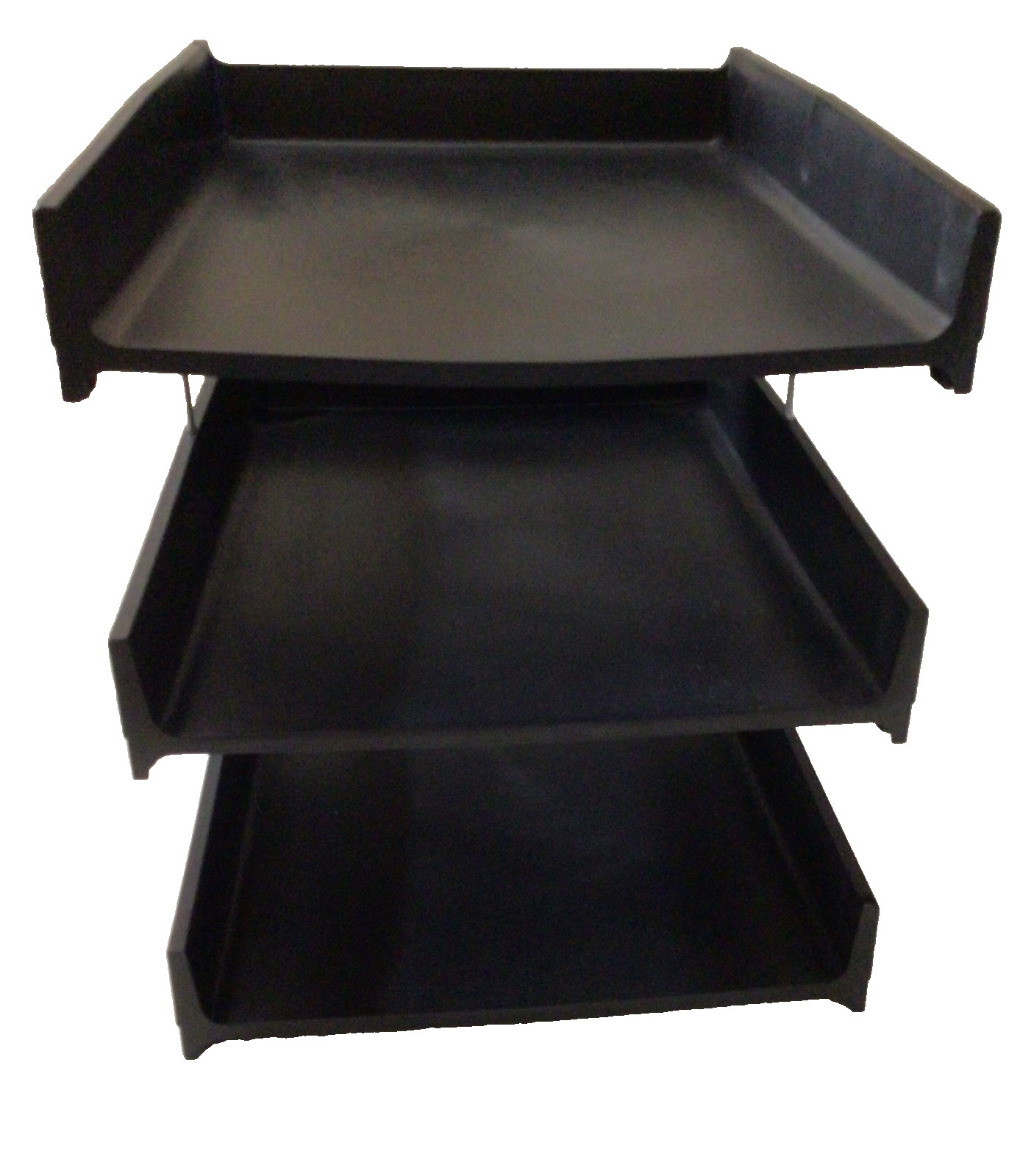 Vintage MCM 1960s Eldon Office Black Brown 3-Tier Paper File Tray Organizer