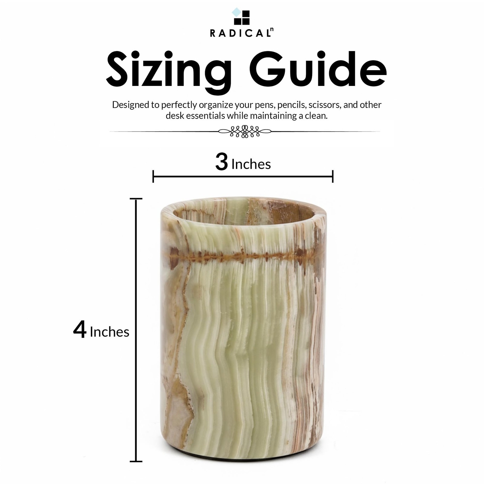 Marble Pen Holder For Desk 4″ Inches Green Onyx Handmade Makeup Brush Cup for…