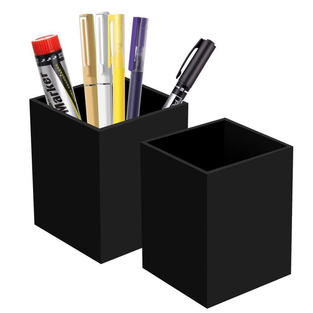 3 X 3 X 3.94 In. Acrylic Pen Pencil Holder Organizer with Modern Style for Desk