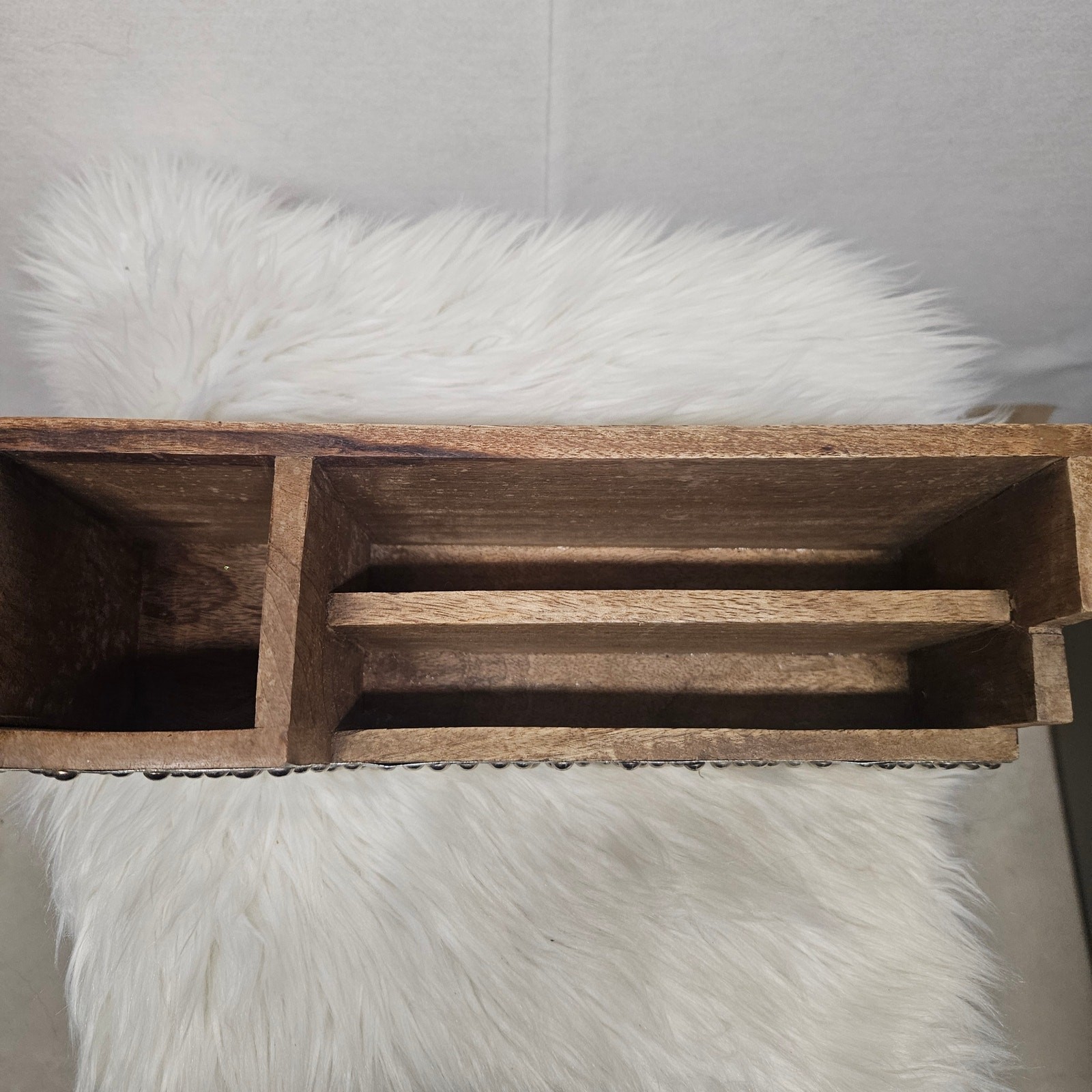 Rustic Desk Organizer Galvanized Metal and Wood Farmhouse Desktop Mail Sorter