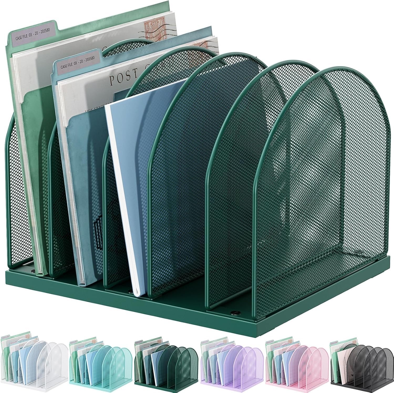 gianotter Desktop File Organizer, Desk Organizer with 5 Upright Style, Green