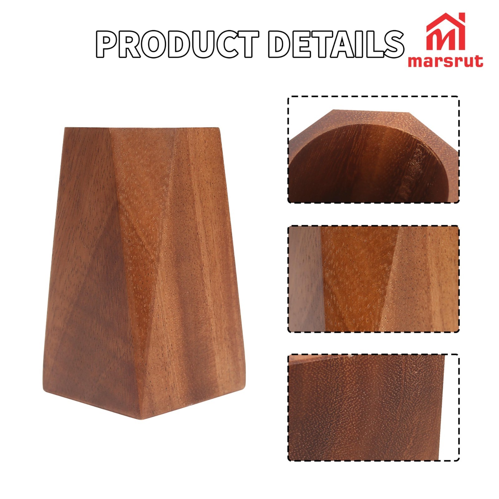 Natural Wood Pencil Holder – Octagonal Desk Organizer for Home, Office & Makeup