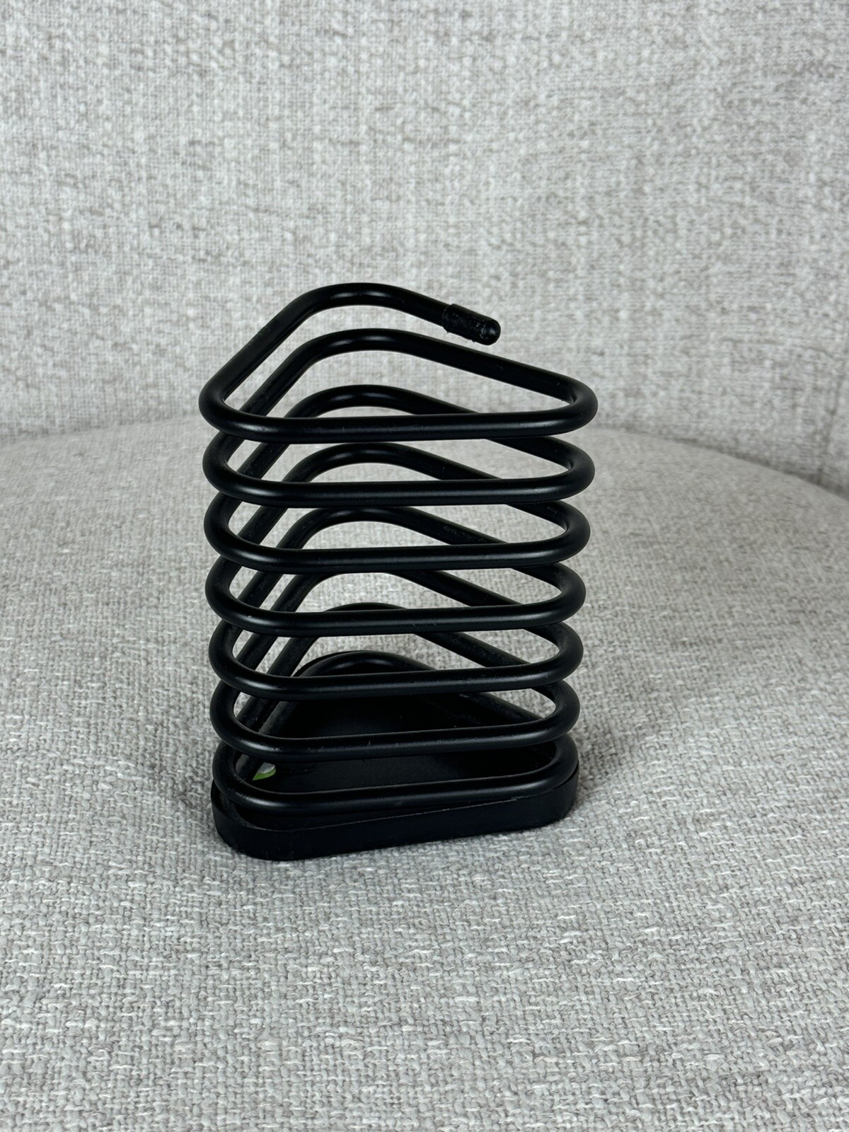 Vintage Furio Coil Pen Pencil Cup Desk Post Modern Metal 1996 Black 5” Triangle