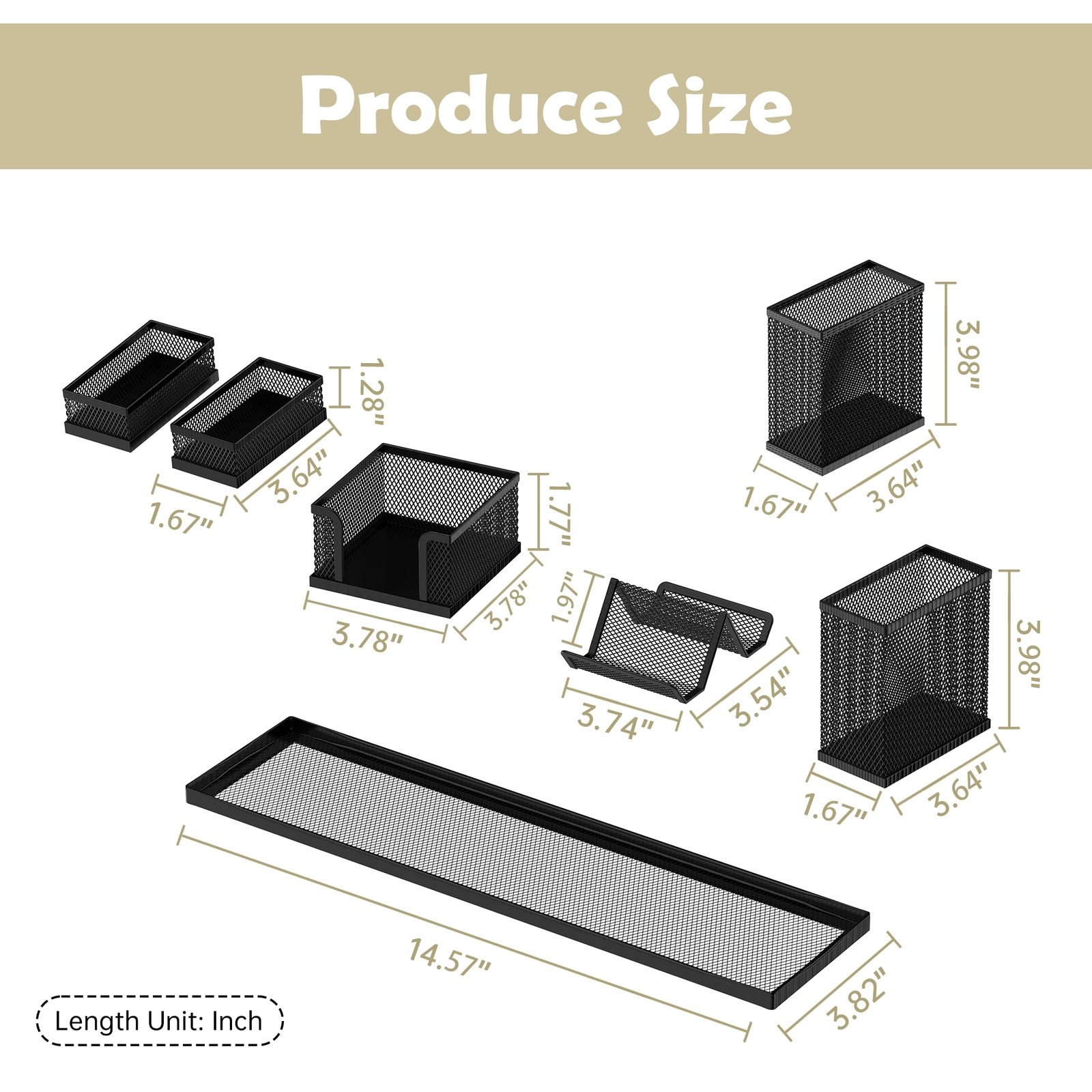 SUPEASY Pen Holder for Desk, 6 Piece Mesh Desk Organizer Set for Office Organiza