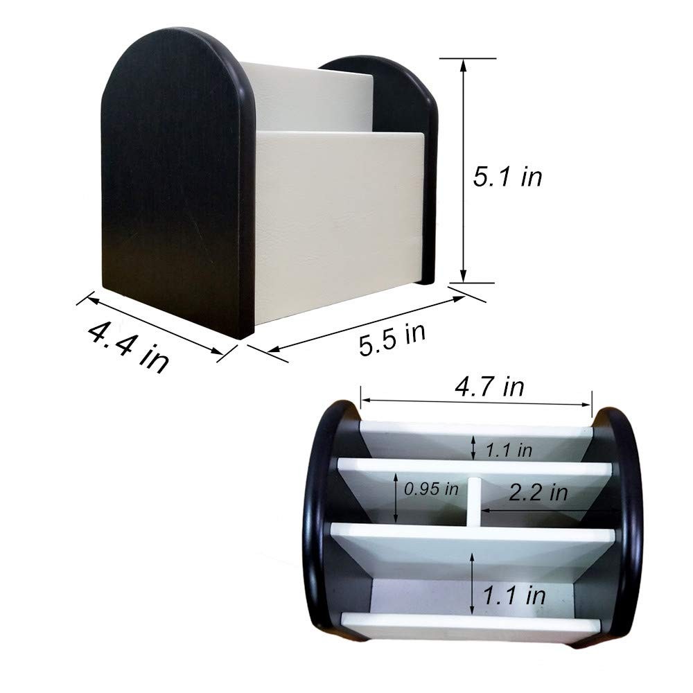 Rotating remote control caddy wood pen/pencil holder for desk organizer White