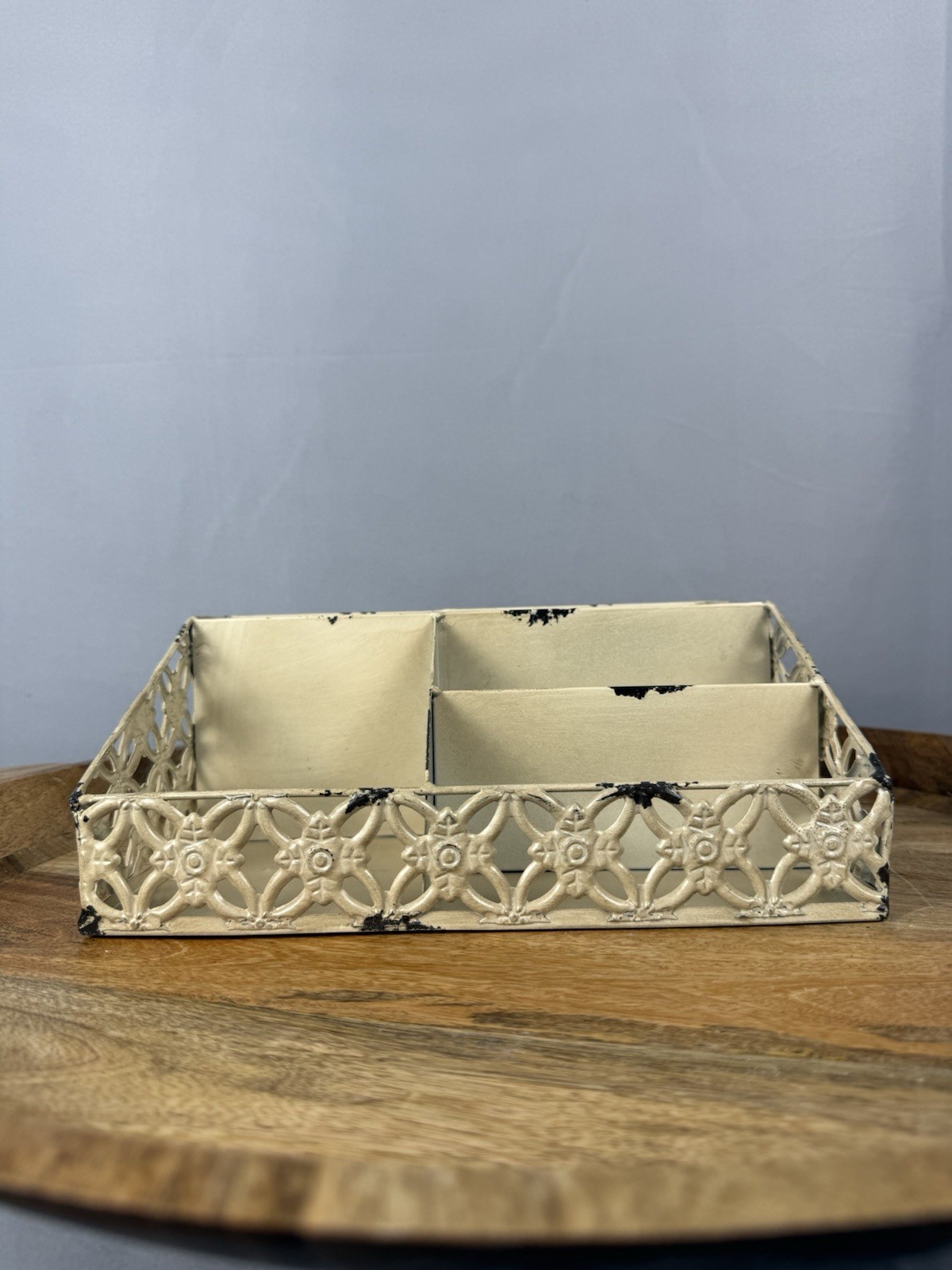 Farmhouse Metal Organizer Mail Sorter Desk Caddy Rustic Distressed