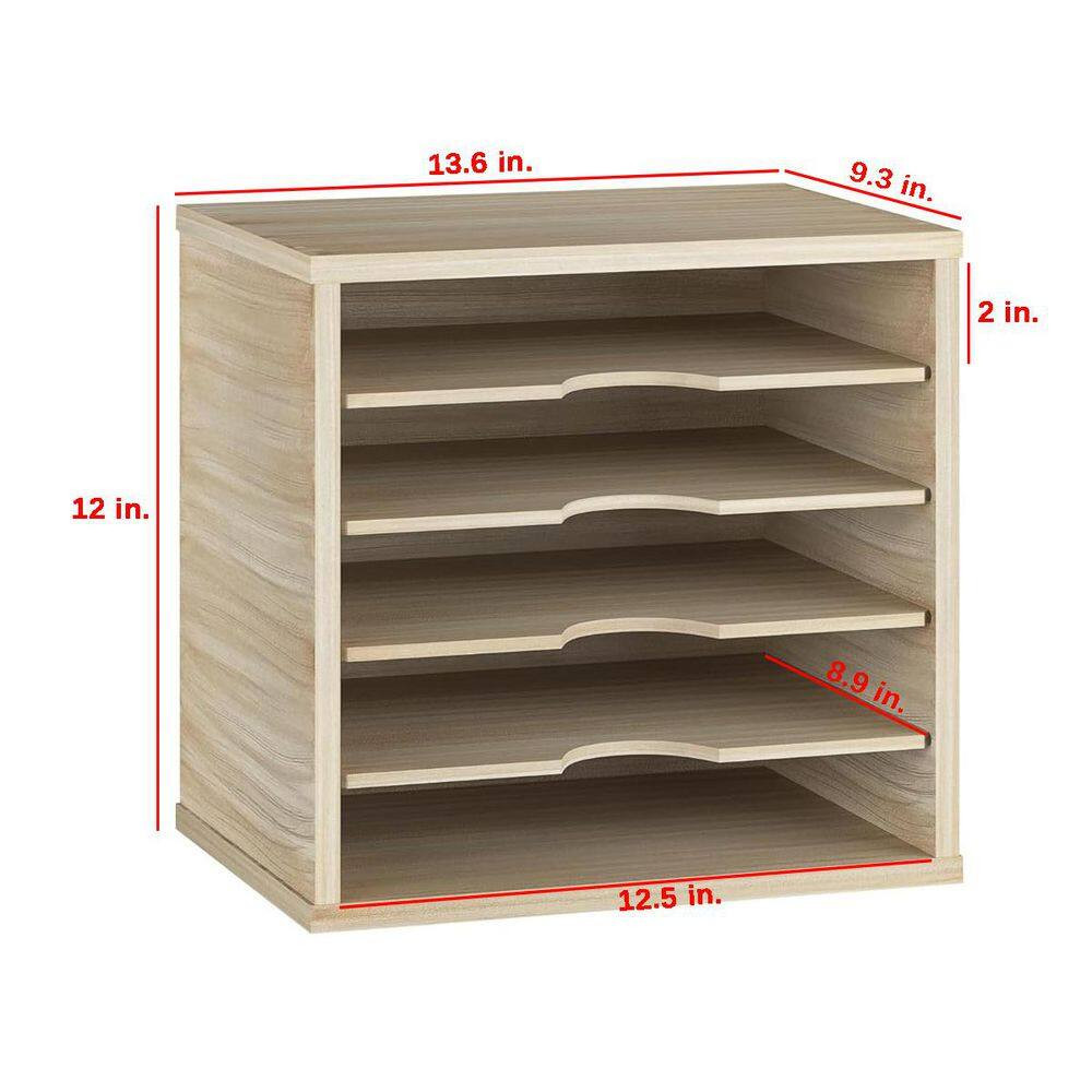 Natural 13.6 In. X 12 In. Wood Modern Desk File Organizer